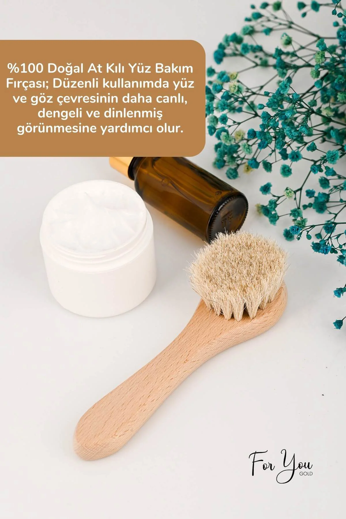 Yaşlanma Ve Kırışıklık Karşıtı %100 Doğal At Kılı Yüz Fırçası - G