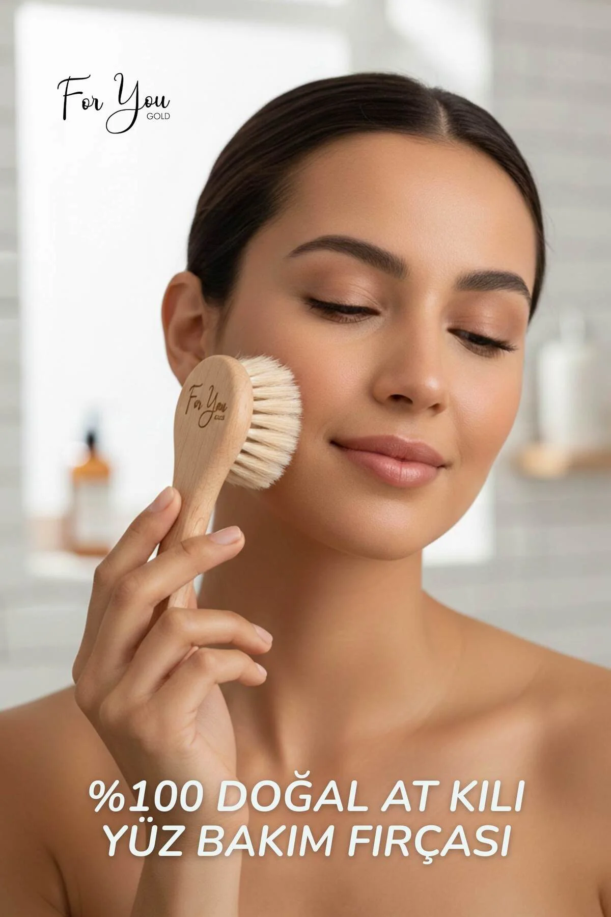 Yaşlanma Ve Kırışıklık Karşıtı %100 Doğal At Kılı Yüz Fırçası - G
