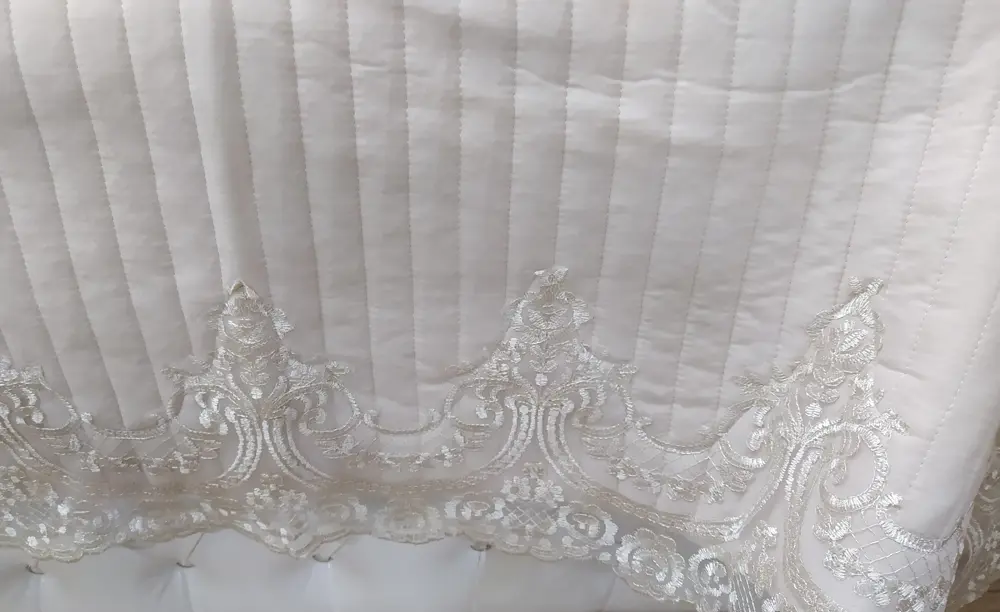 Yatak Örtüsü 13541 Zümrüt TEK Kişilik  Dantelli AÇIK EFLATUN %80 