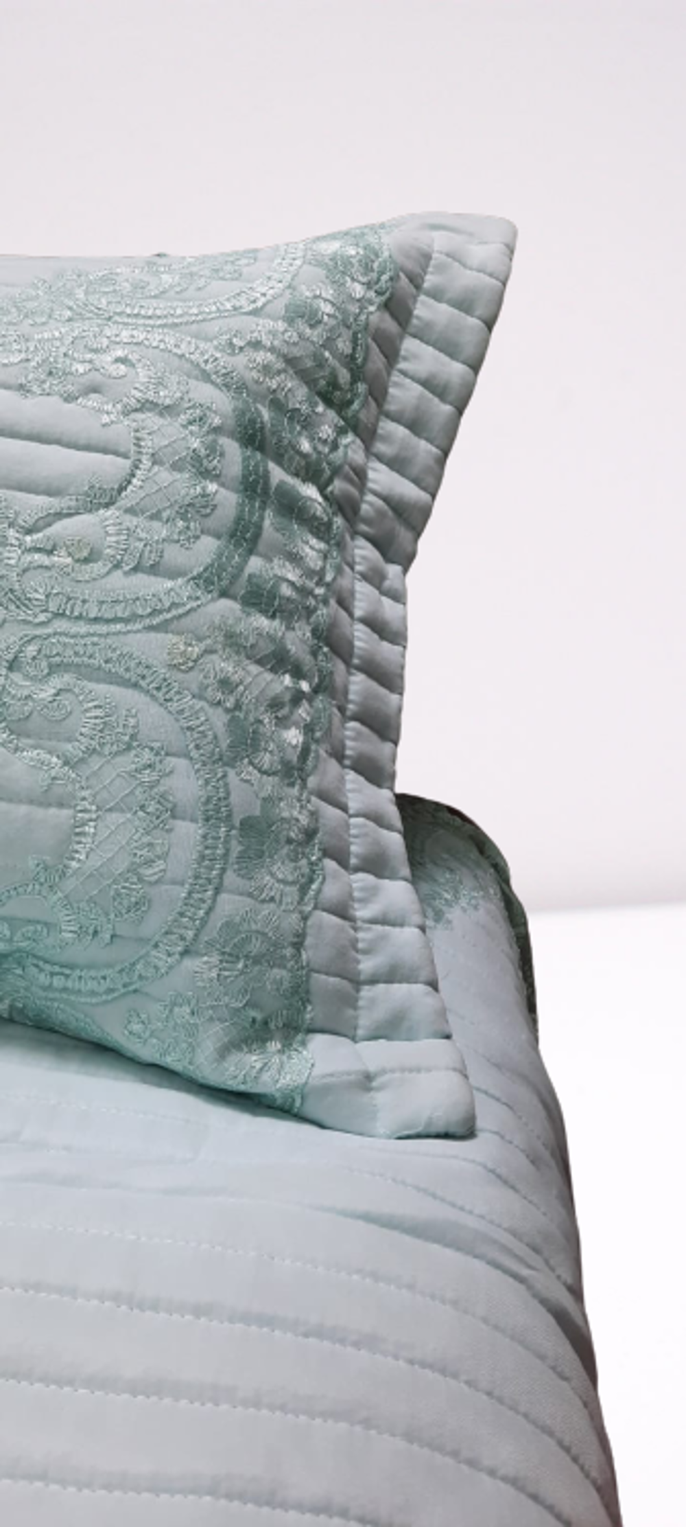 Yatak Örtüsü 13543 Zümrüt Çift Kişilik Dantelli AÇIK MAVİ %80 Pam