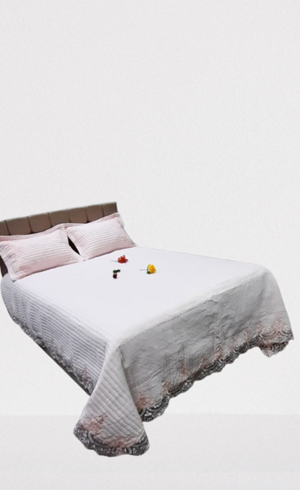 Yatak Örtüsü 13545 Zümrüt Çift Kişilik  Dantelli pastel yeşil %80