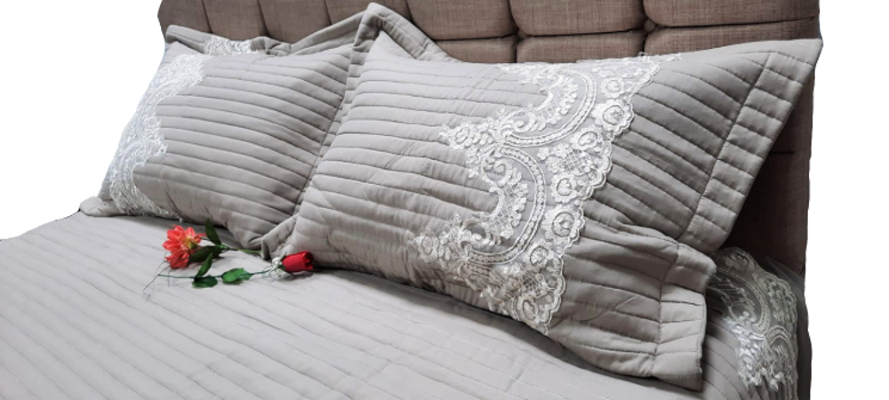 Yatak Örtüsü 19686 Zümrüt Çift Kişilik Dantelli Kapuçino %80 Pamu