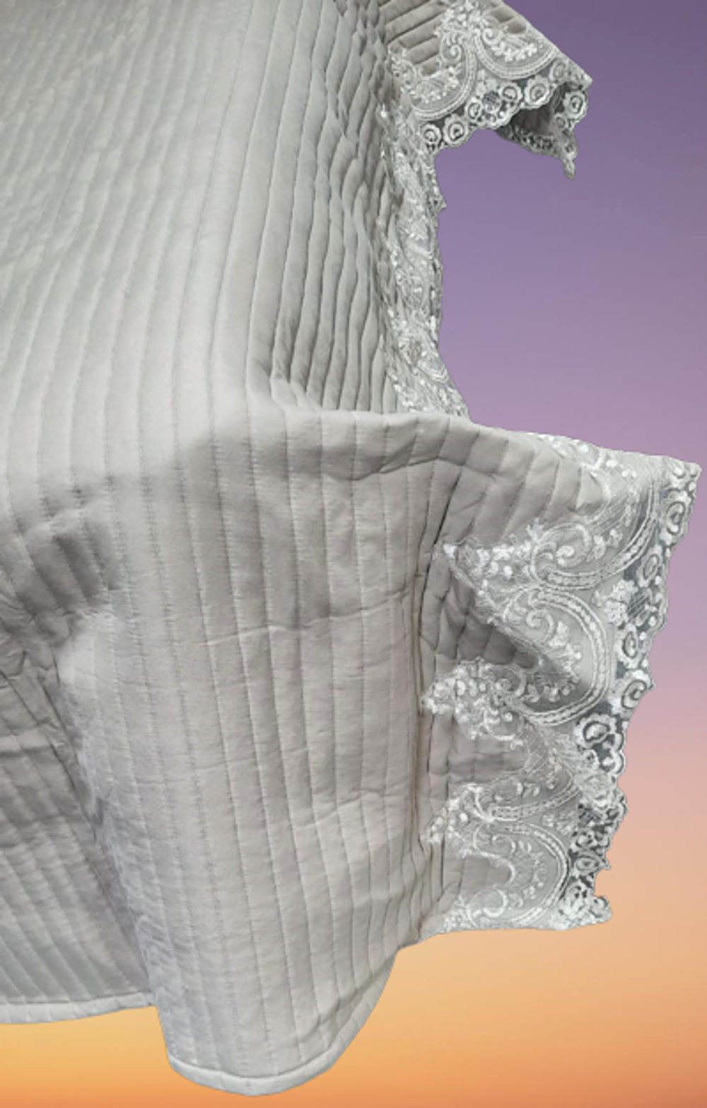 Yatak Örtüsü 19686 Zümrüt Çift Kişilik Dantelli Kapuçino %80 Pamu