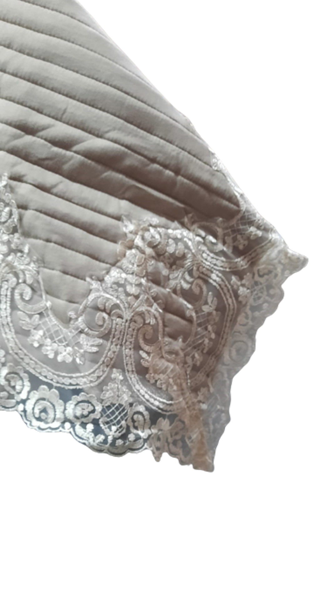 Yatak Örtüsü 19687 Zümrüt Çift Kişilik  Dantelli Krem %80 Pamuk E