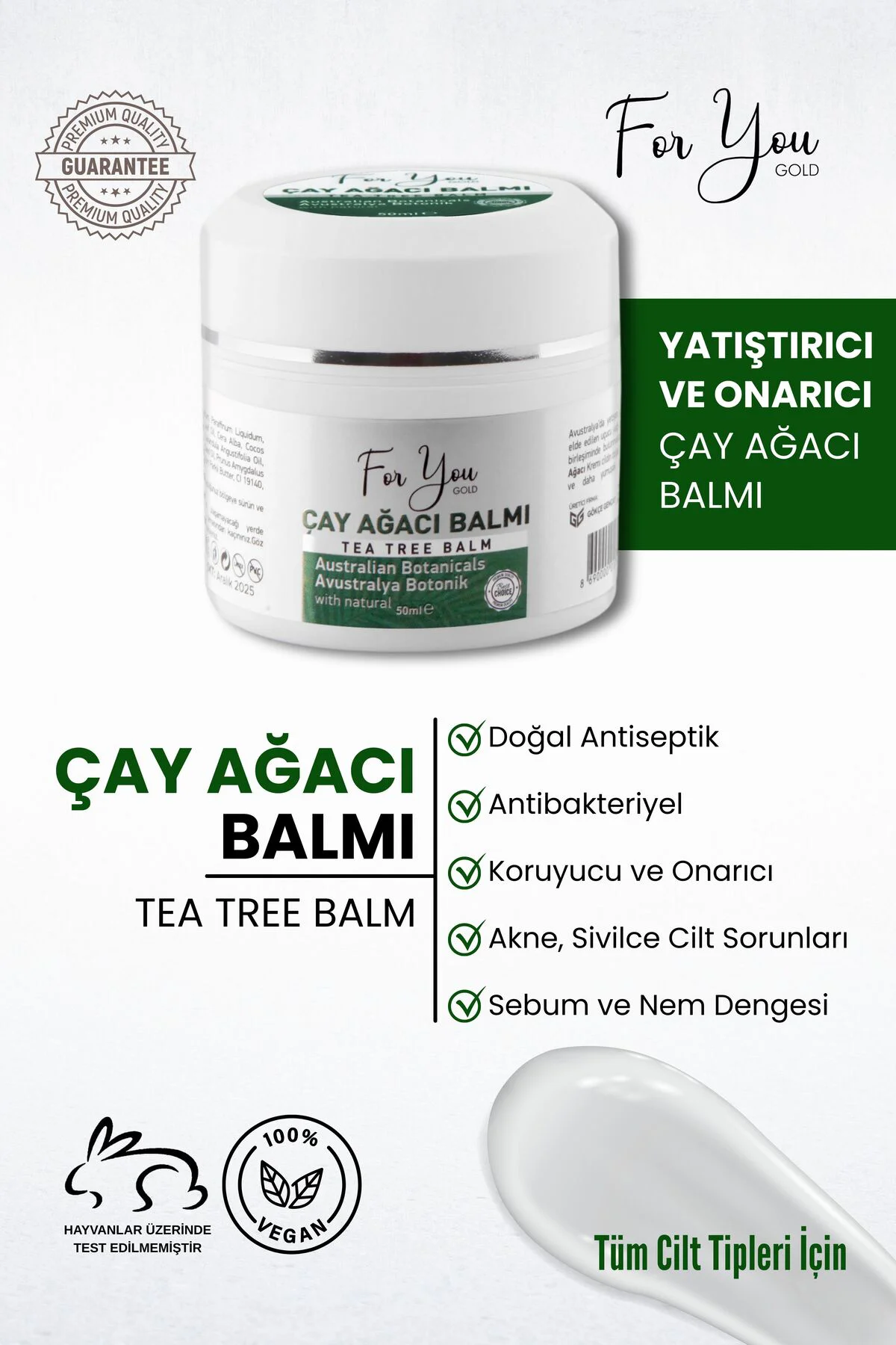Yatıştırmaya Ve Onarmaya Yardımcı Çay Ağacı Balmı Bakım Kremi 50 