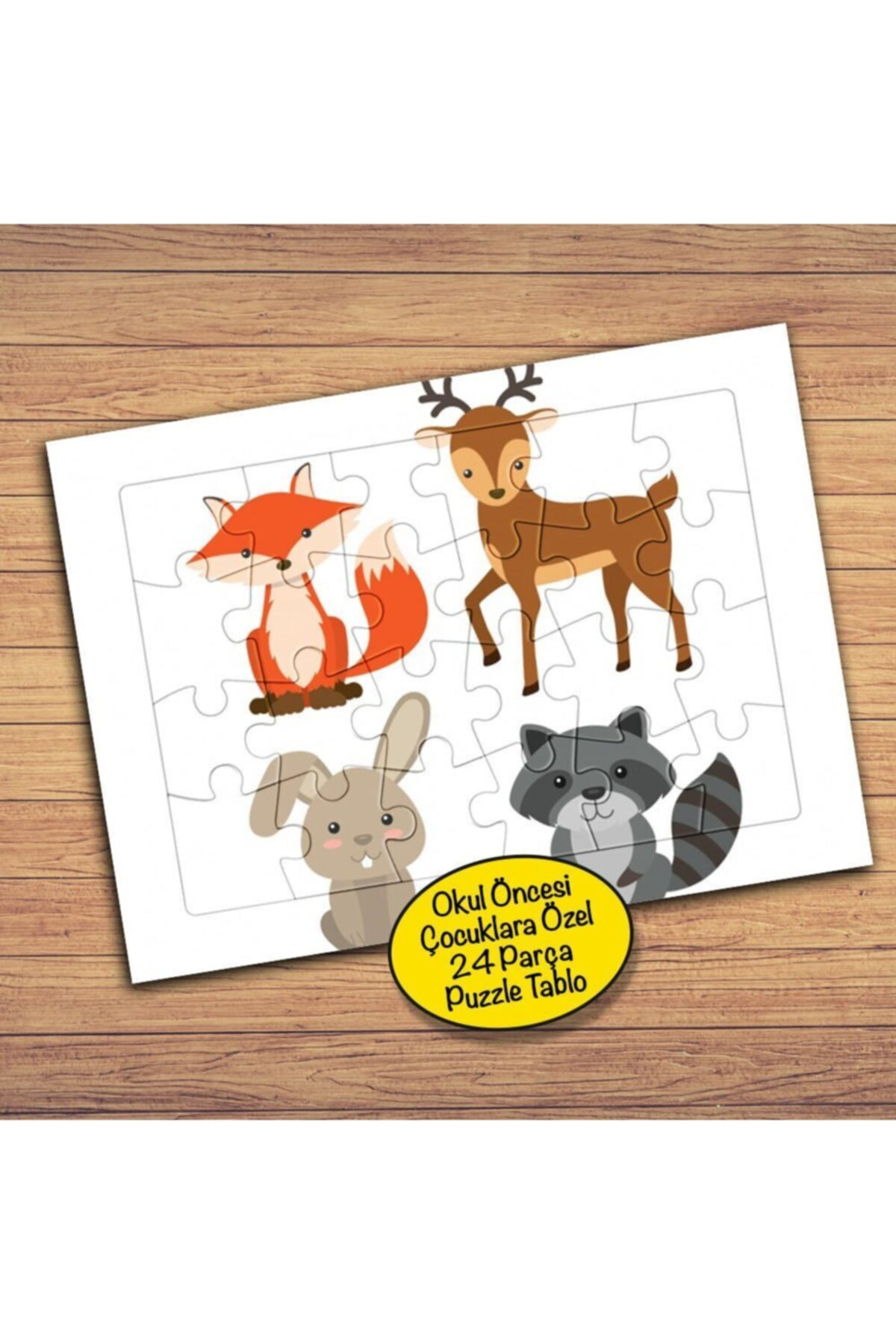 Cnpromosyon Yavru Geyik,Tilki,Tavşan 24 Parça Çocuklara Özel Yapboz Tablo-68