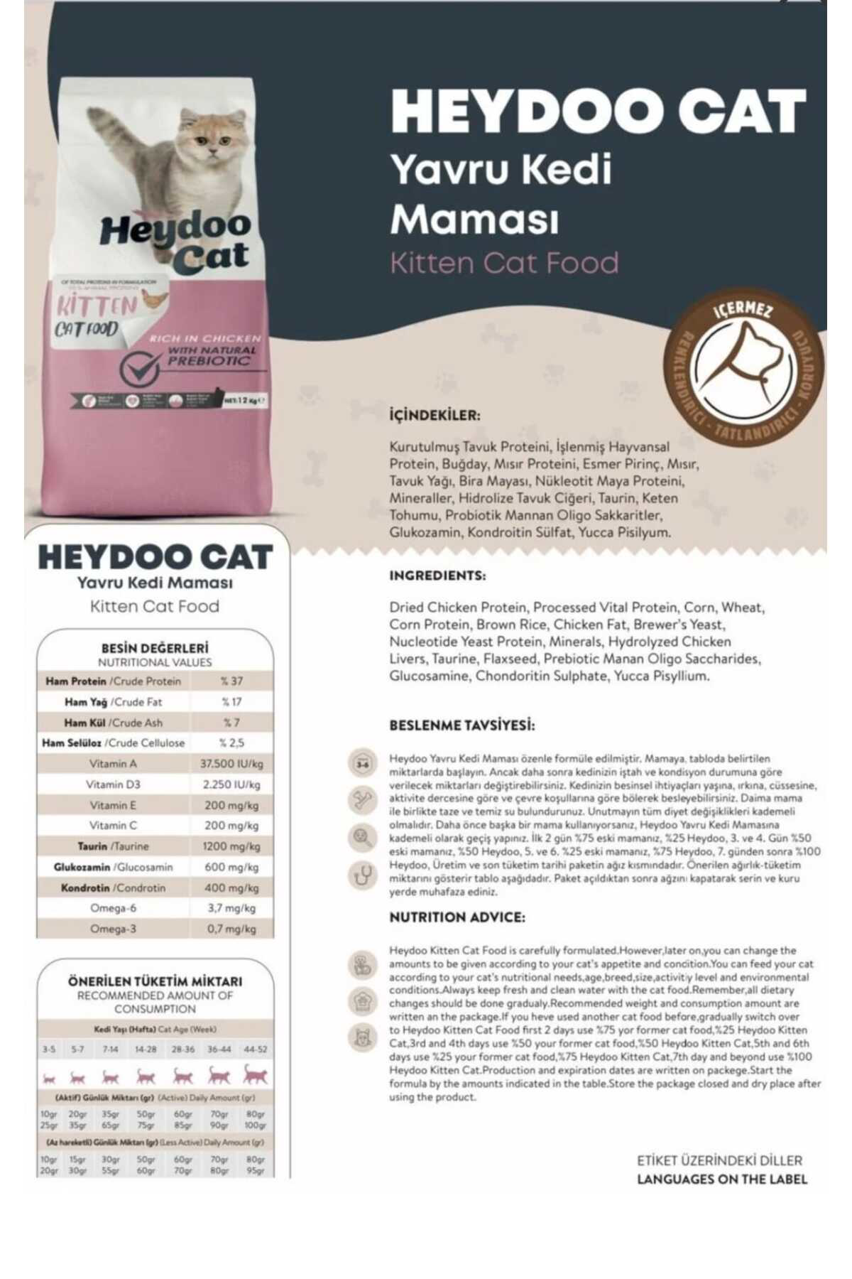 Heydoo Yavru Kedi Mamasi 2 Kg X 2 Adet