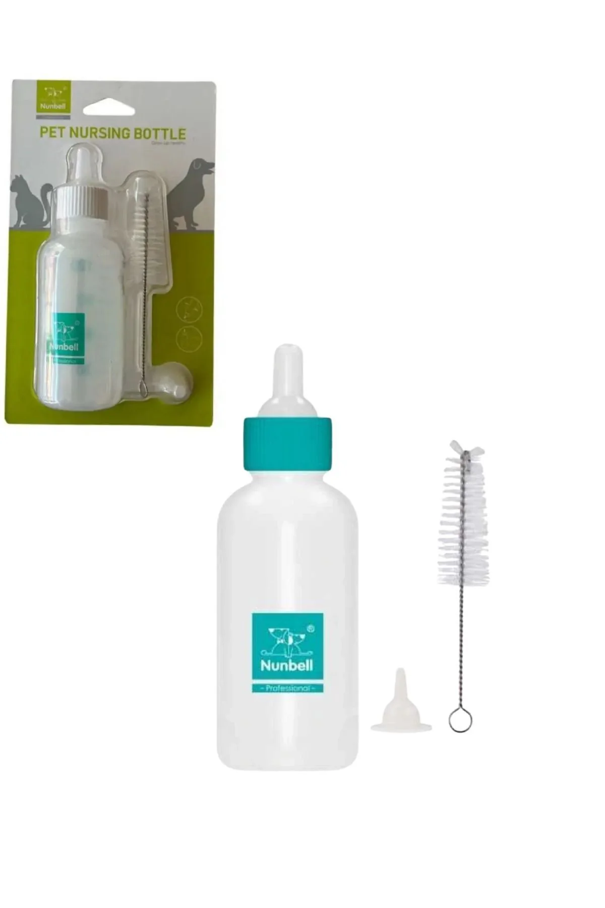 Yavru Kedi ve Köpek Biberon Seti Temizleme Fırçalı 50 ml. - Mavi