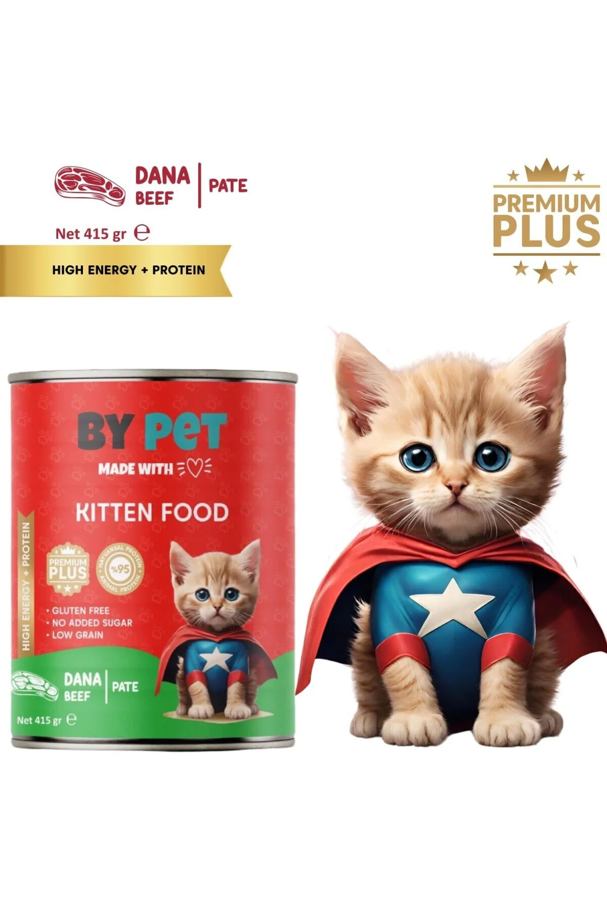 Yavru Kediler İçin Dana Etli Konserve Yaş Mama 415 gr x 12 Adet