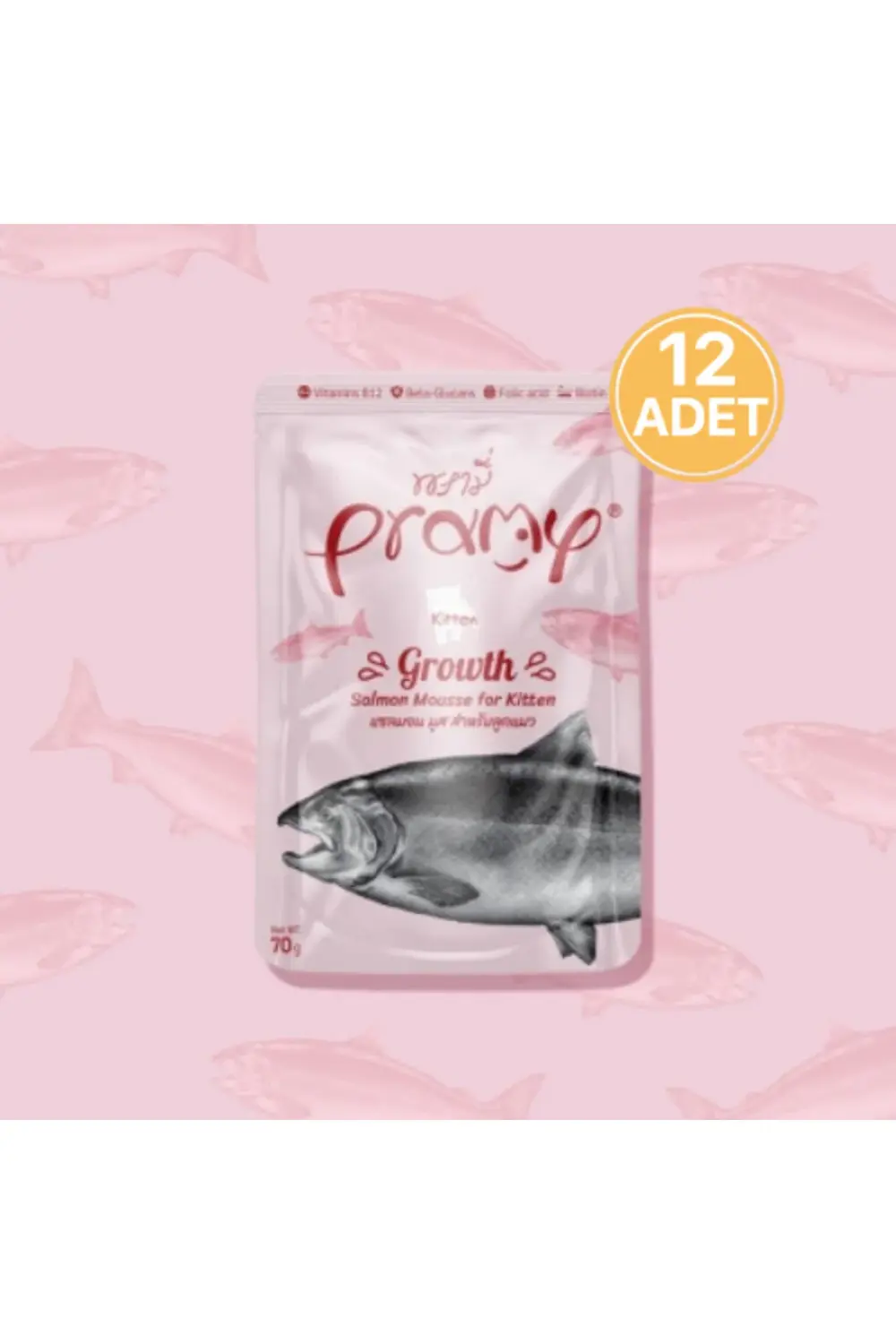 Pramy Yavru Kediler İçin Somonlu Mousse 70G X 12 Adet