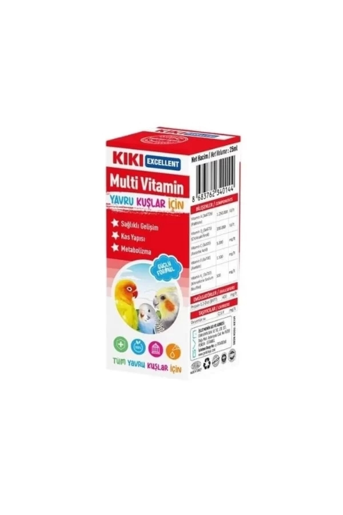 Kiki Excellent Yavru Kuşlar İçin Multi Vitamin Sıvı Damla 25 Ml
