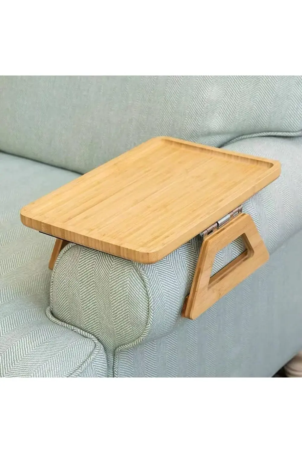 Yaylı Tutamaçlı Bambu Koltuk Tepsisi – Menteşeli, Kaymaz, Kullanı