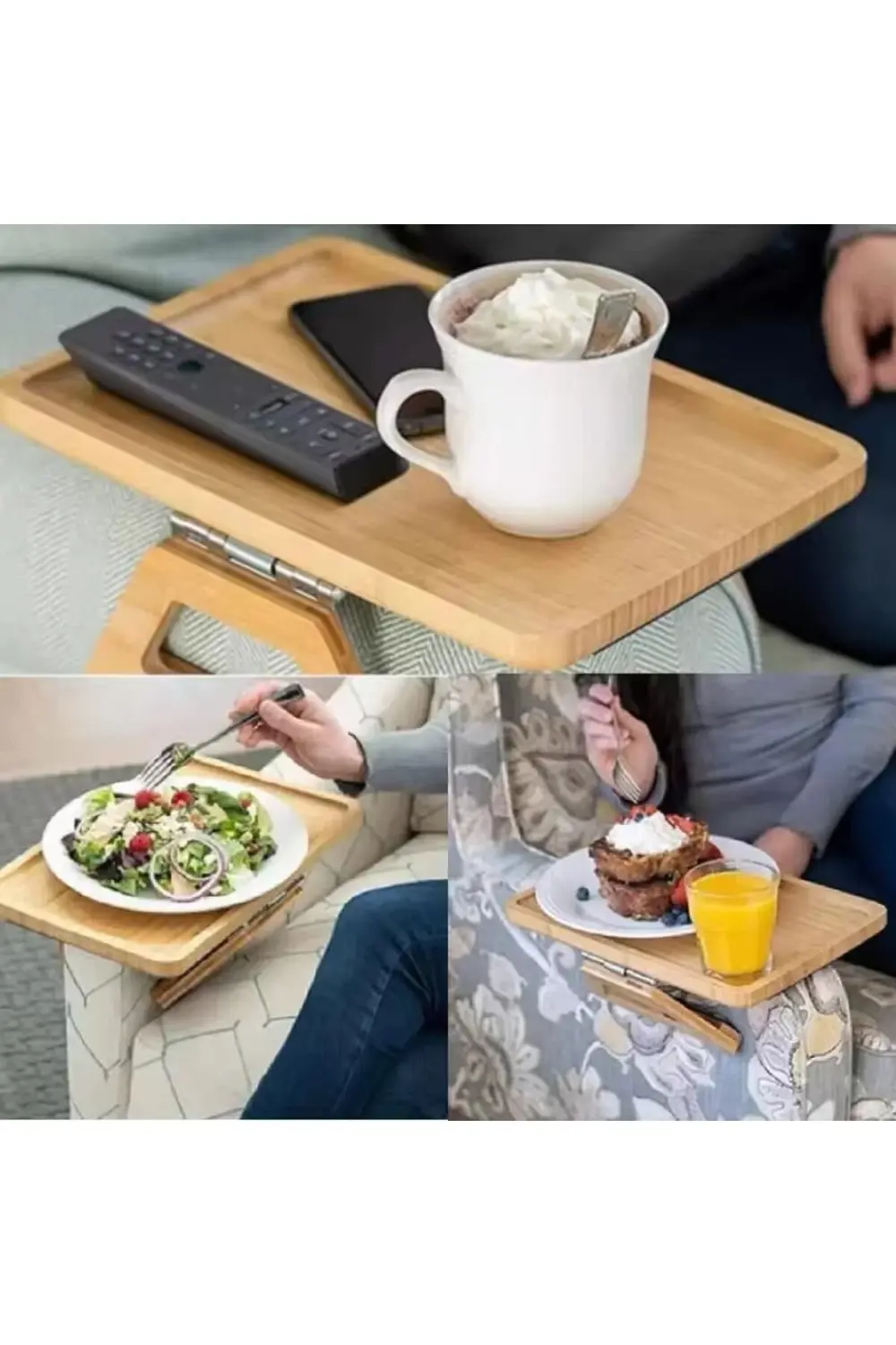 Yaylı Tutamaçlı Bambu Koltuk Tepsisi – Menteşeli, Kaymaz, Kolay K