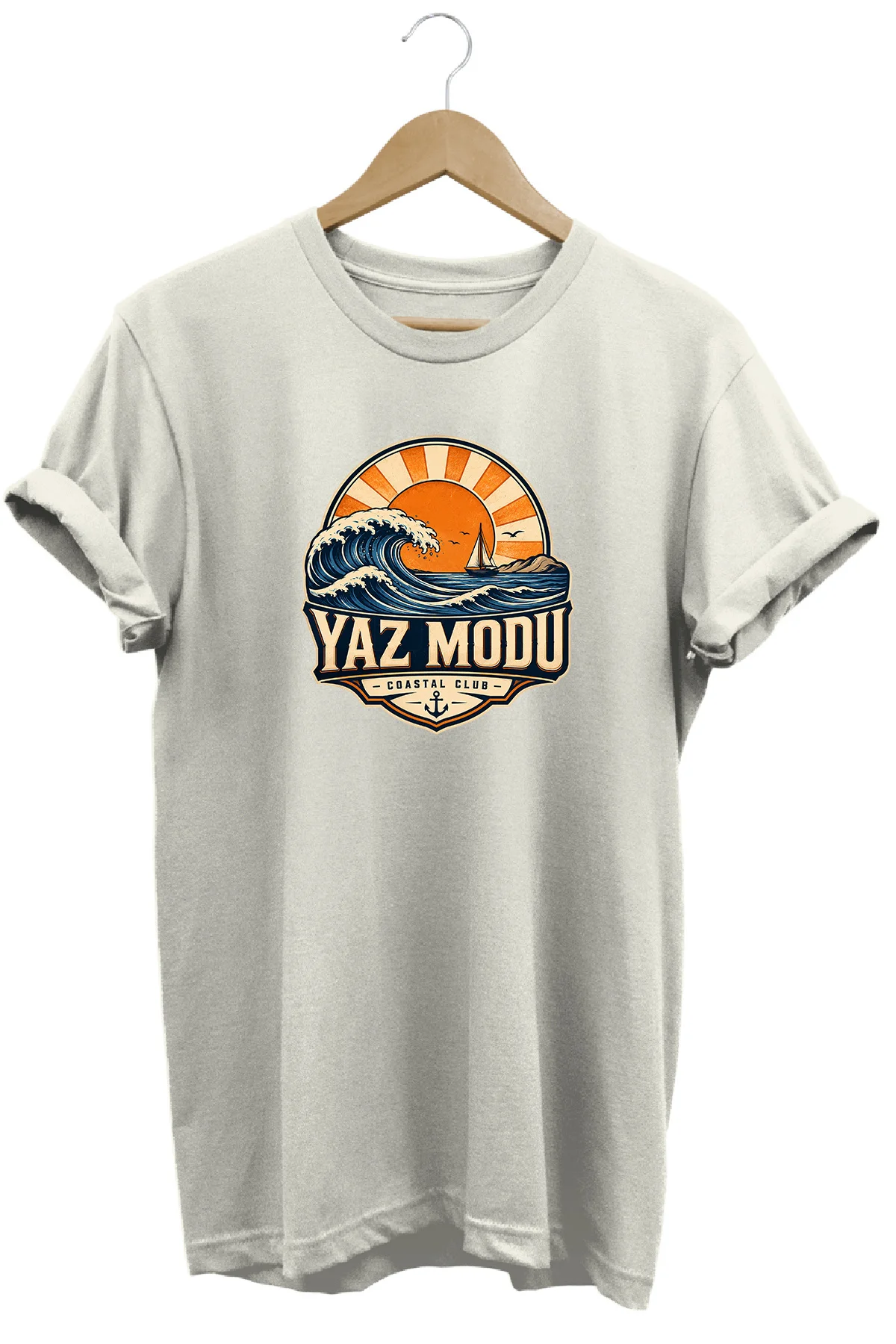 Yaz Modu Coastal Club Unisex Deniz Dalga Baskılı Yaz Temalı Regul