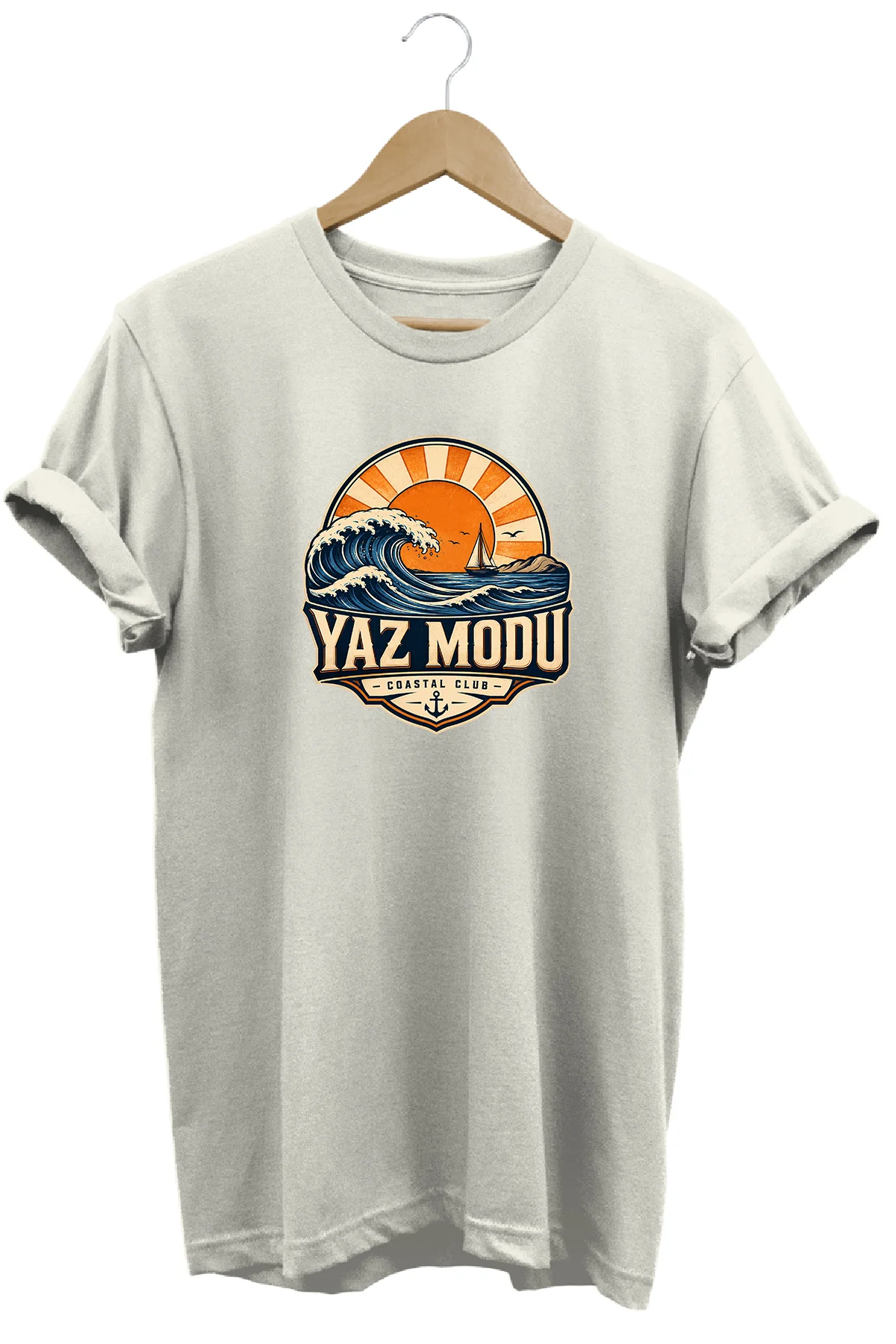 Yaz Modu Coastal Club Unisex Deniz Dalga Baskılı Yaz Temalı Regul