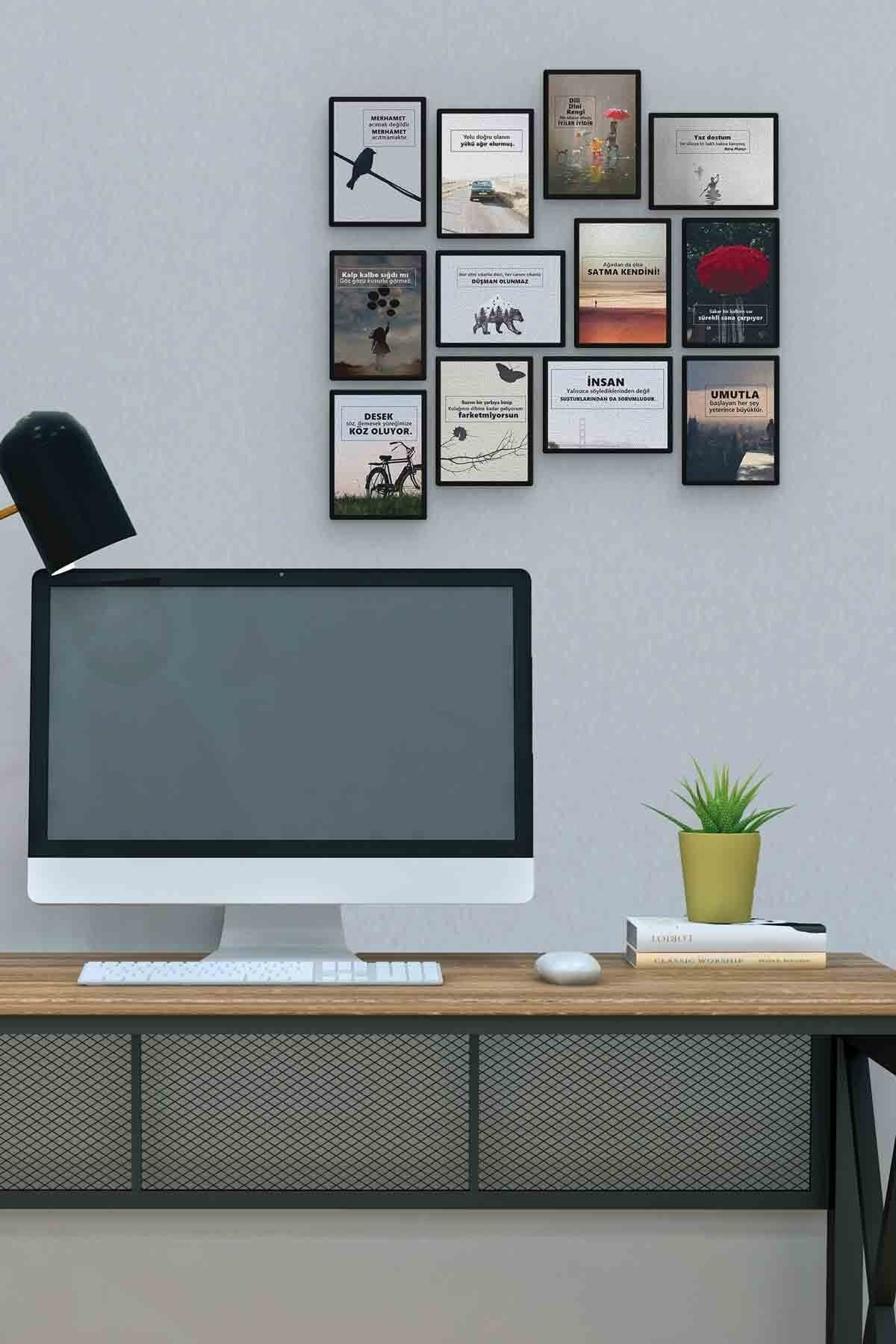 Yazı 12 Parça Mdf (ahşap) Tablo Ofis Boyu 