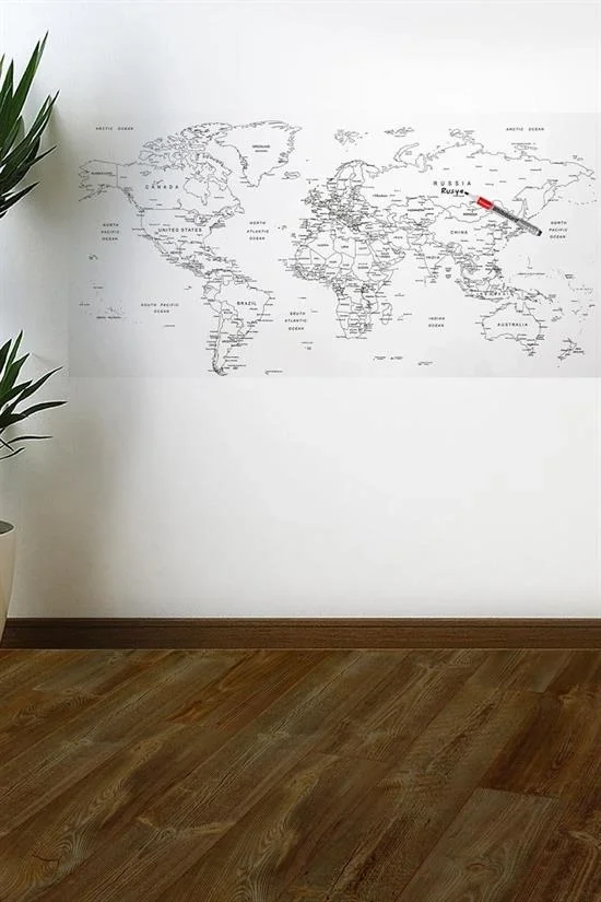 Yazılabilir Dünya Haritası Manyetik Duvar Stickerı 110 X 56 Cm Bx40 Fiyatı, Yorumları ve Özellikleri