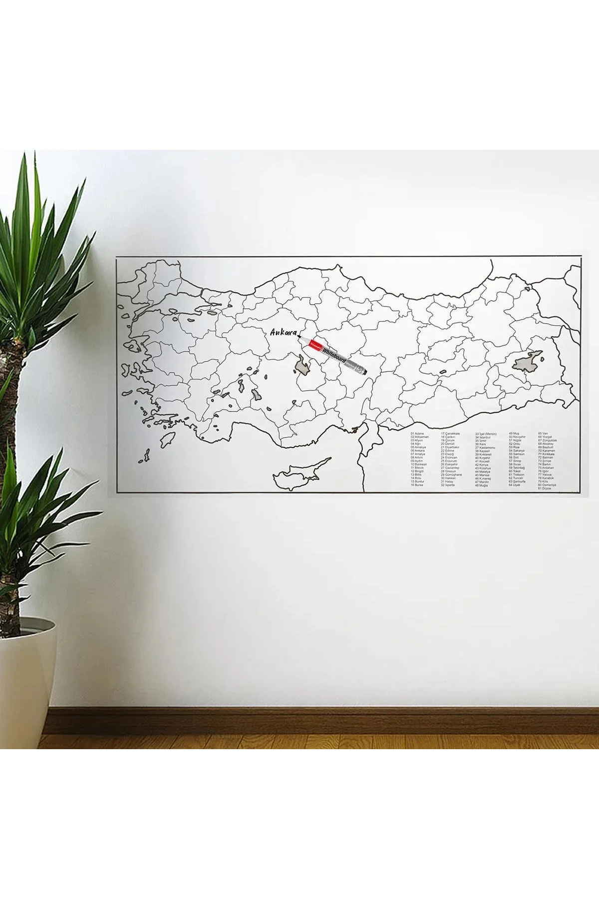 Yazılabilir Türkiye Haritası Manyetik Duvar Stickerı 110 x 56 cm Yazılabilir Türkiye Haritası Manyetik Duvar Stickerı 110 x 56 cm