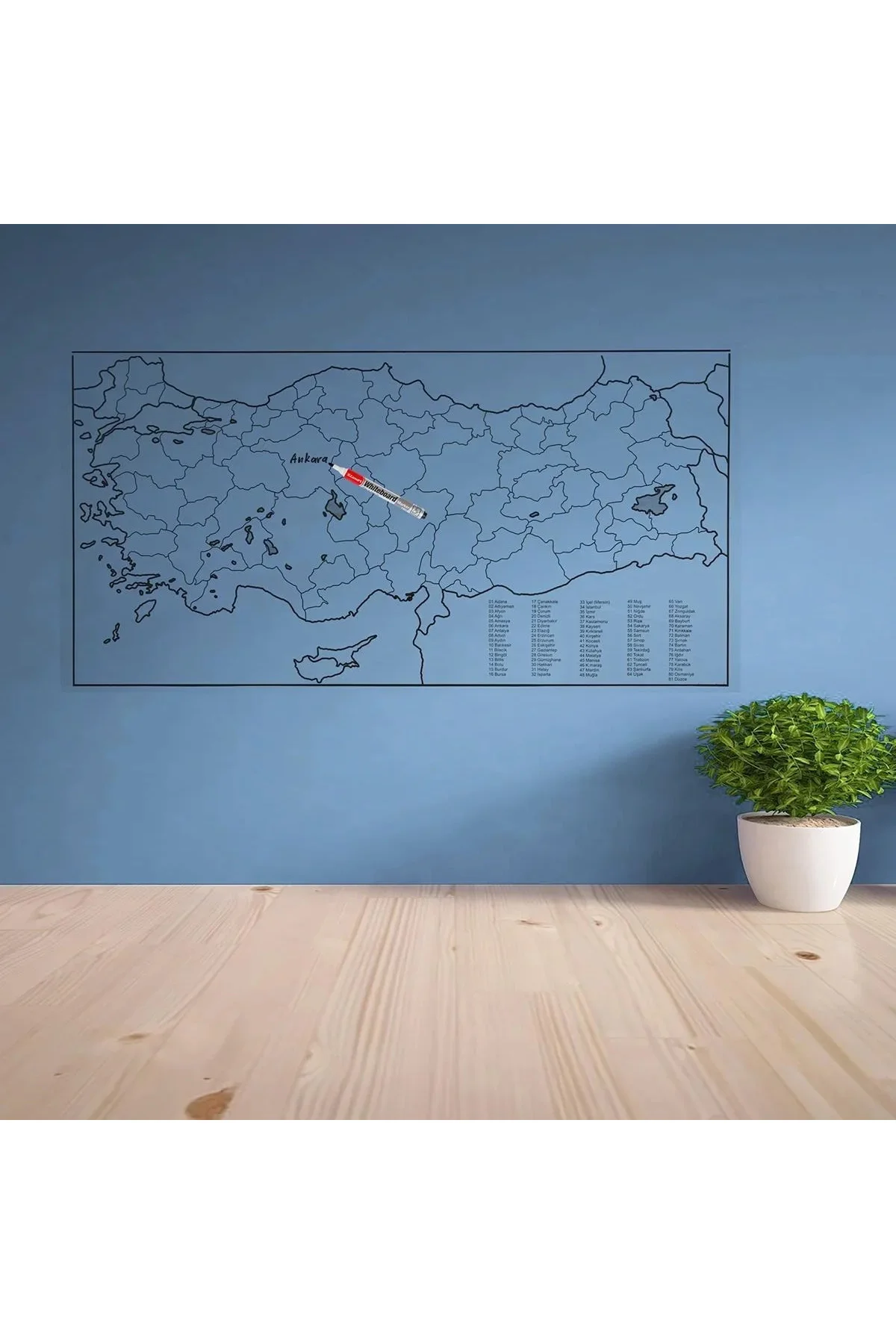 Yazılabilir Türkiye Haritası Manyetik Duvar Stickerı 110 x 56 cm Yazılabilir Türkiye Haritası Manyetik Duvar Stickerı 110 x 56 cm