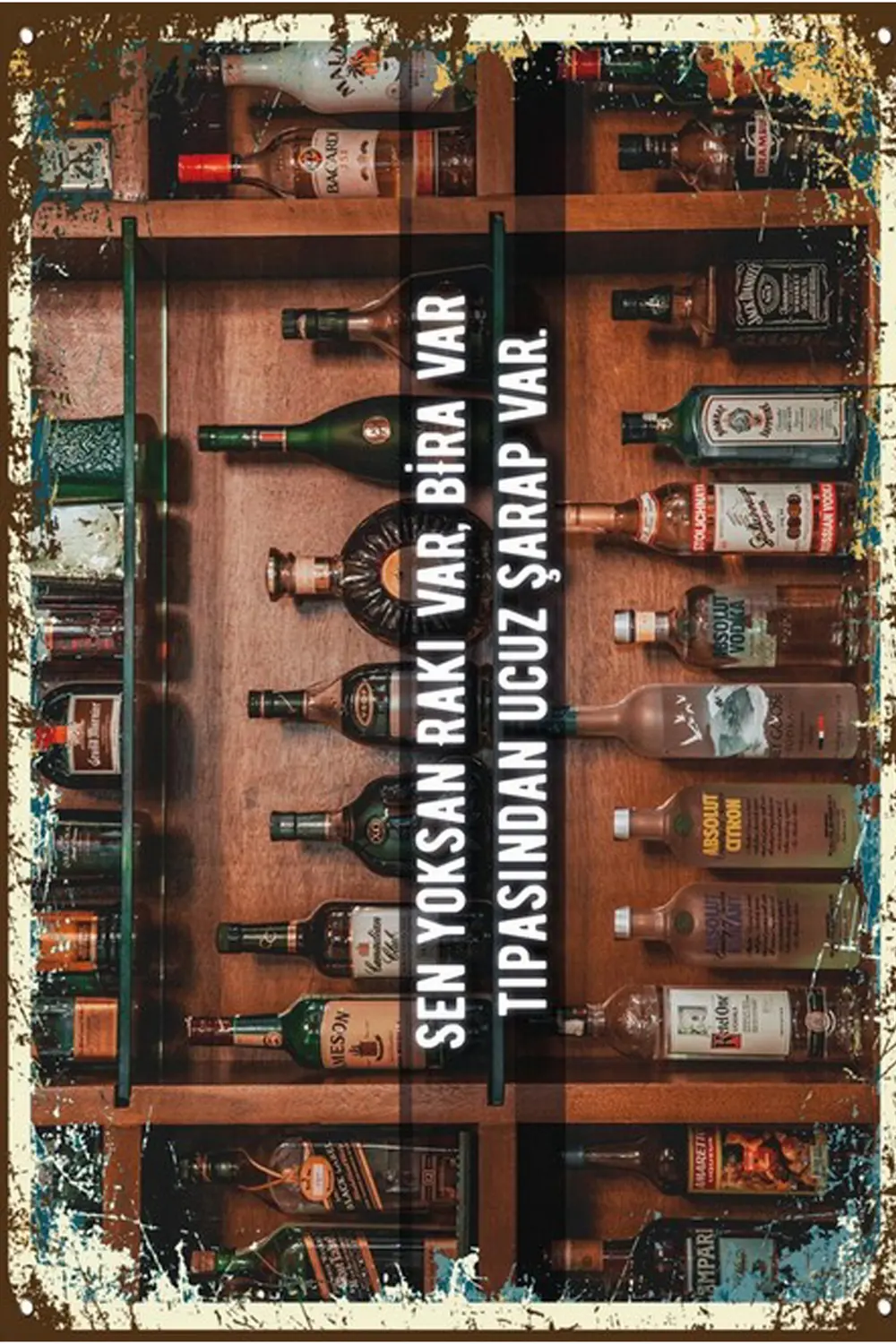 Yazılı Retro Ahşap Poster