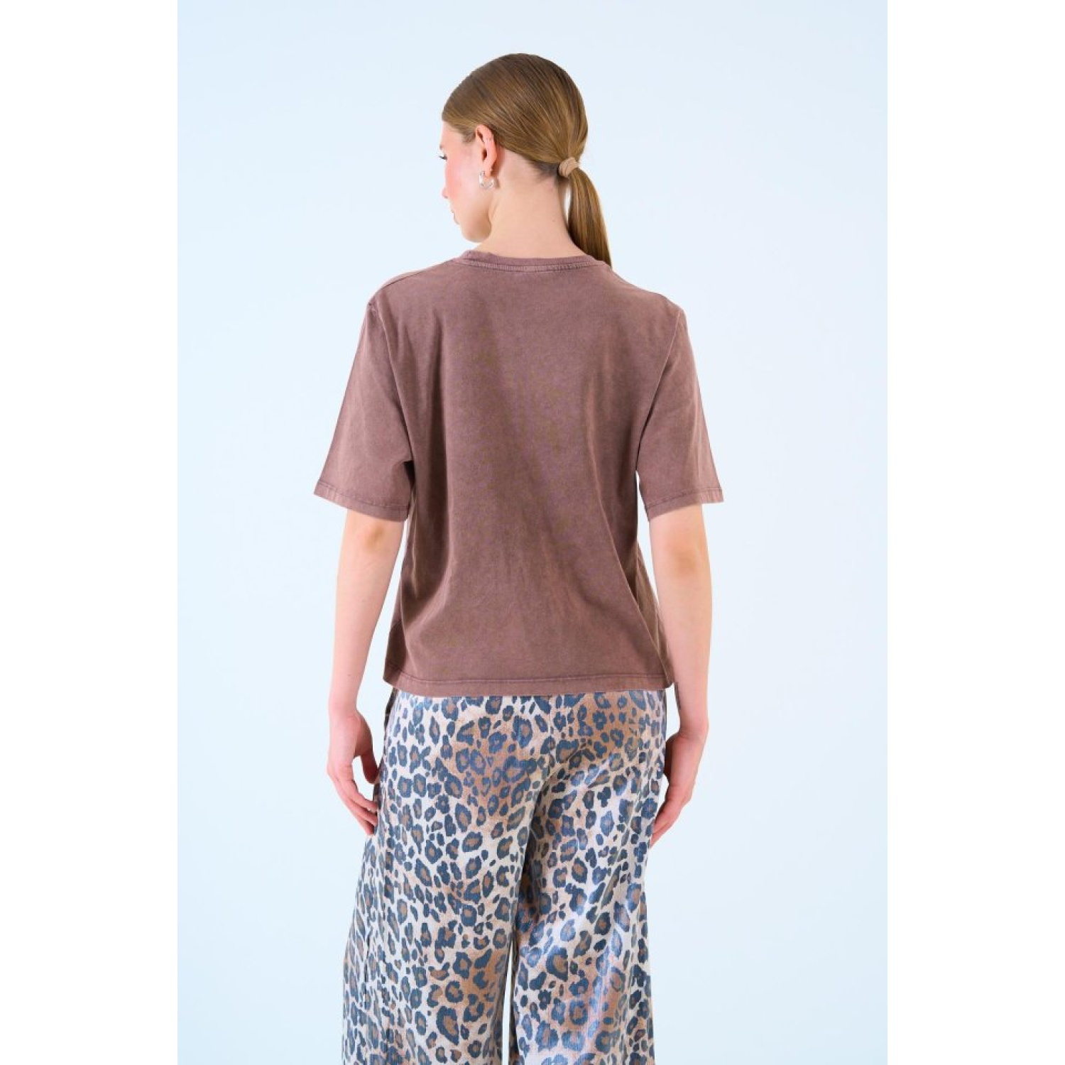 Yazılı T-shirt - KAHVE