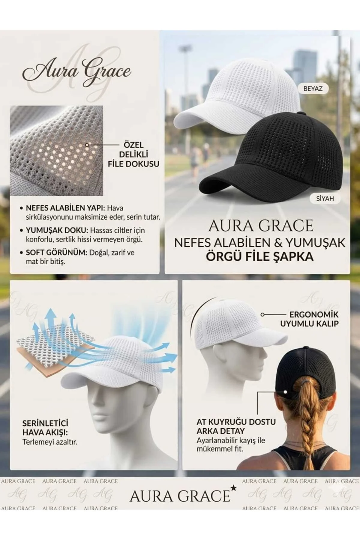 Yazlık Baharlık Fileli Beyzbol Şapkası Nefes Alabilir Örgü Dokulu Spor Hafif ve Terletmez Tasarım Bohem Stil Günlük Kadın Erkek Unisex Delıkli