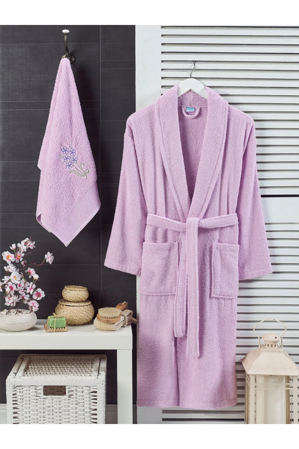 Yazlık Havlulu Bornoz 2li Set