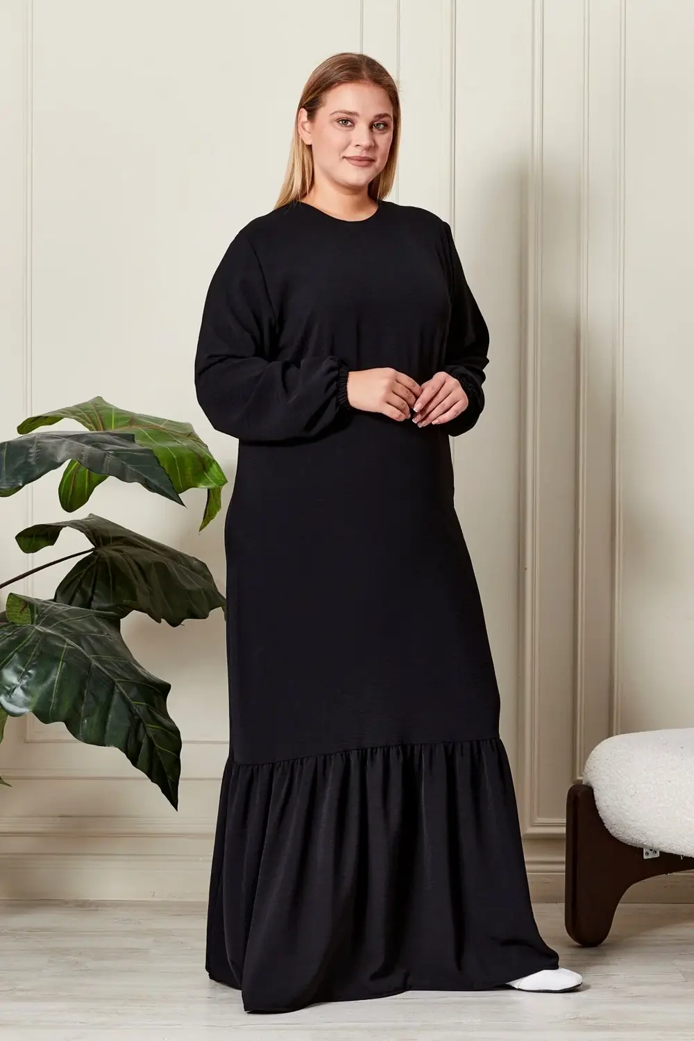 Yazlik Kadin Buyuk Beden Elbise Pileli Kadin Tesettur Elbise Ayro