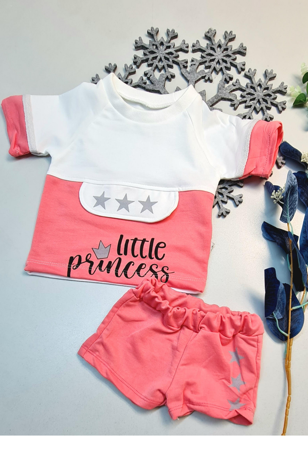Yazlık Mini Şort Kısa Kol Kız Bebek Takım Little Princess Fuşya Yazlık Mini Şort Kısa Kol Kız Bebek Takım Little Princess Fuşya