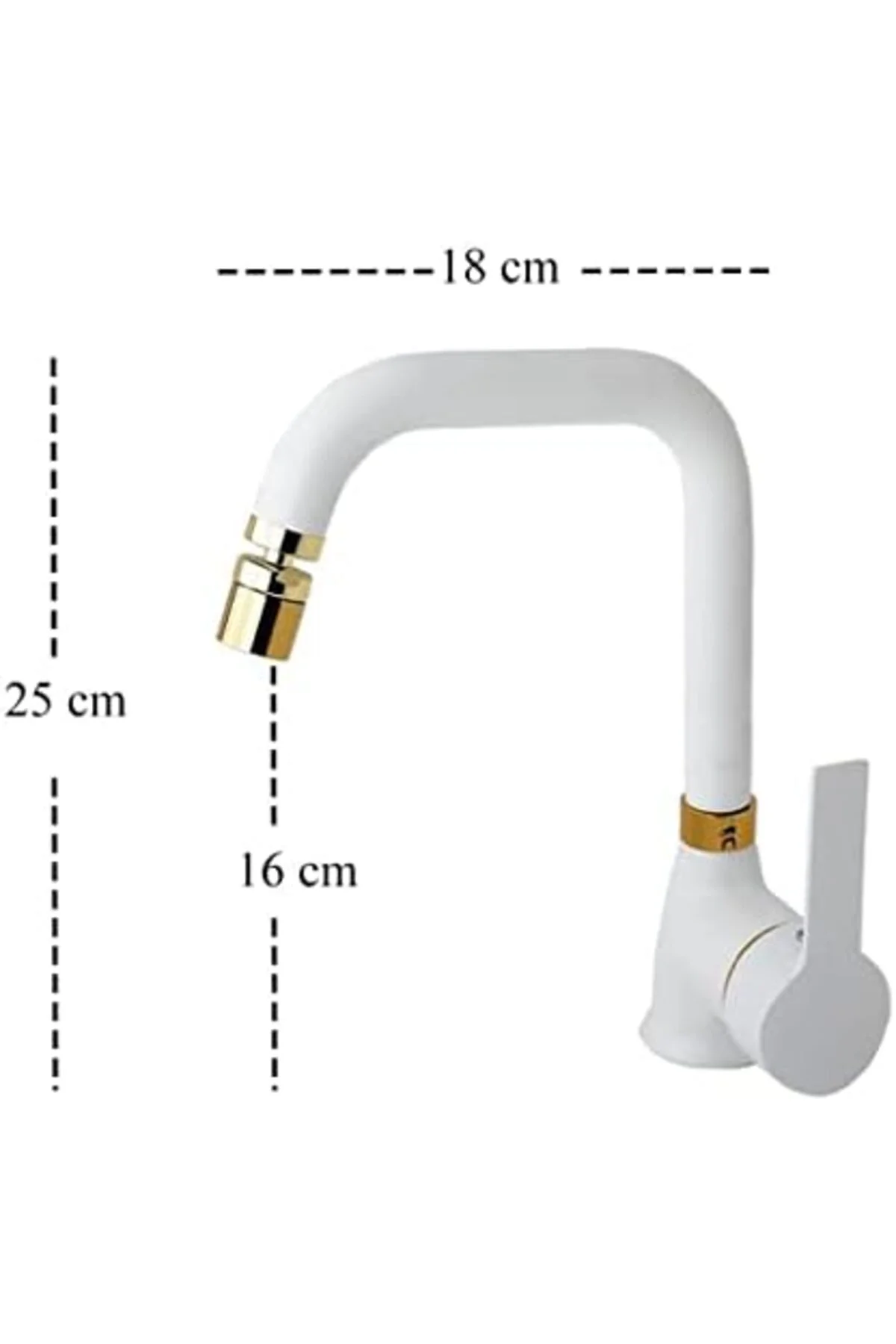 YdAyrstore Mat Beyaz Lavabo Bataryası Pirinç 360 Derece Oynar Per