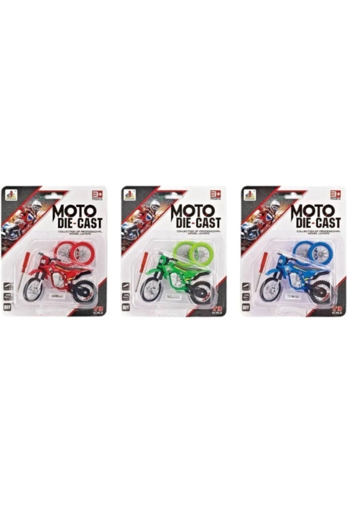 Oyuncak Store Yedek Lastikli Tornavidalı Model Motosiklet Cross Motor Motocross
