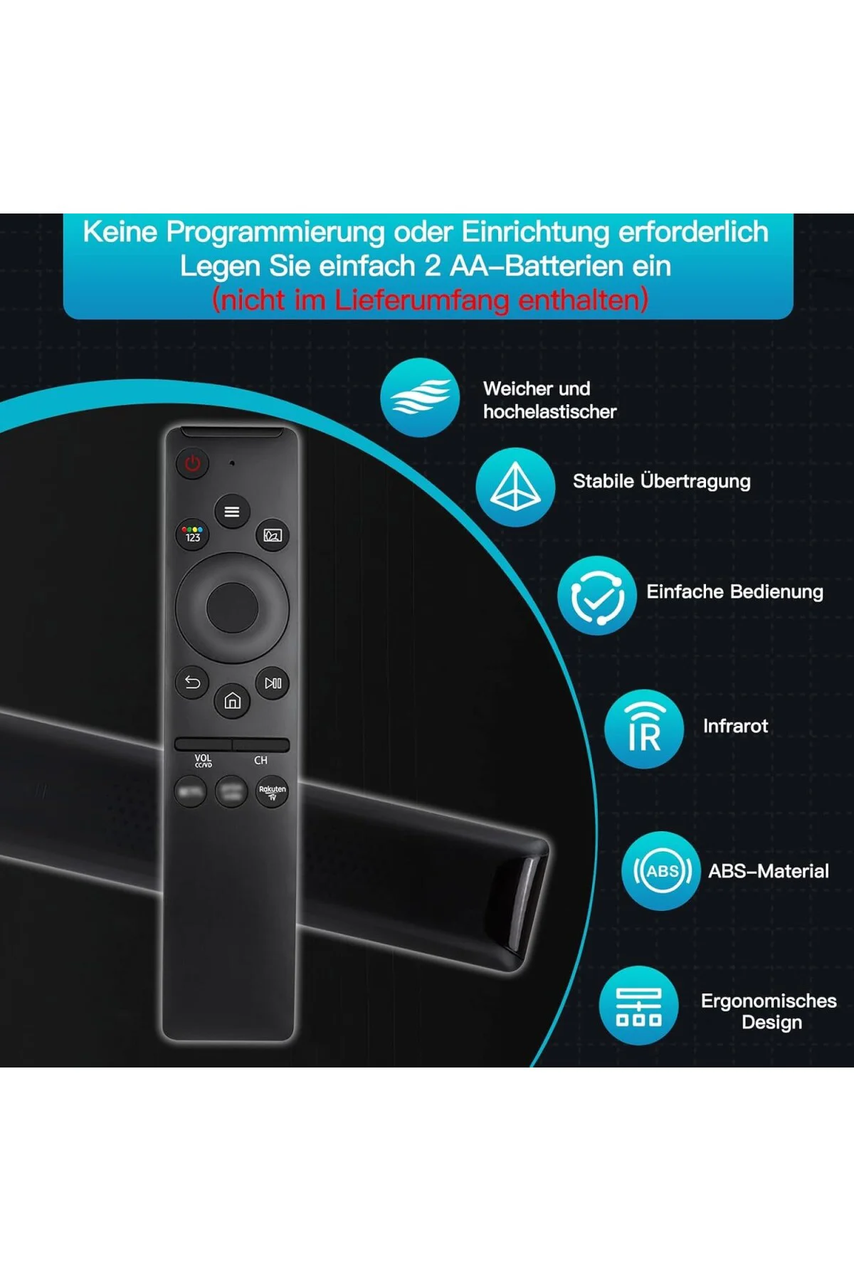 Yedek Uzaktan Kumanda Samsung Televizyon Evrensel Uzaktan Kumanda 3 Hızlı Erişim Tuşu, Tüm Sam