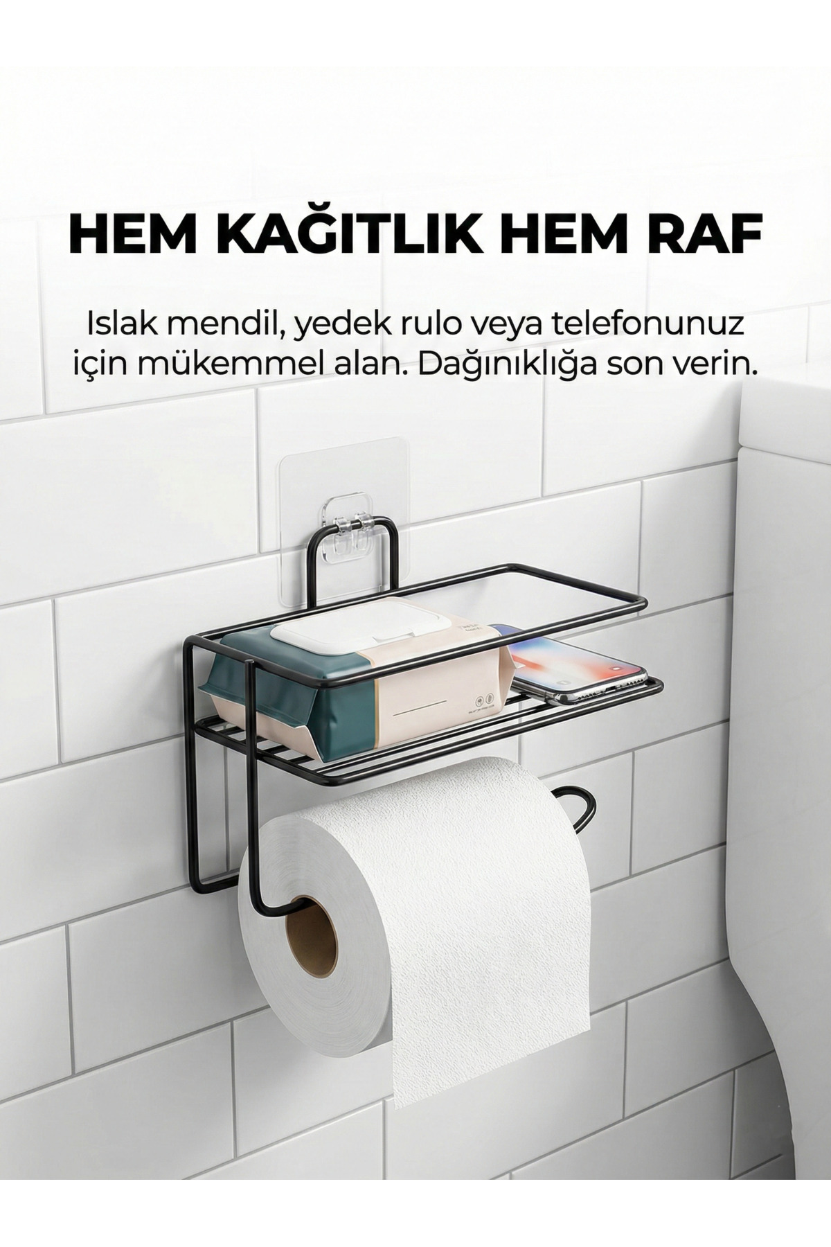 Yedekli Tuvalet Kağıdı Askısı - Paslanmaz Metal Banyo Düzenleyici