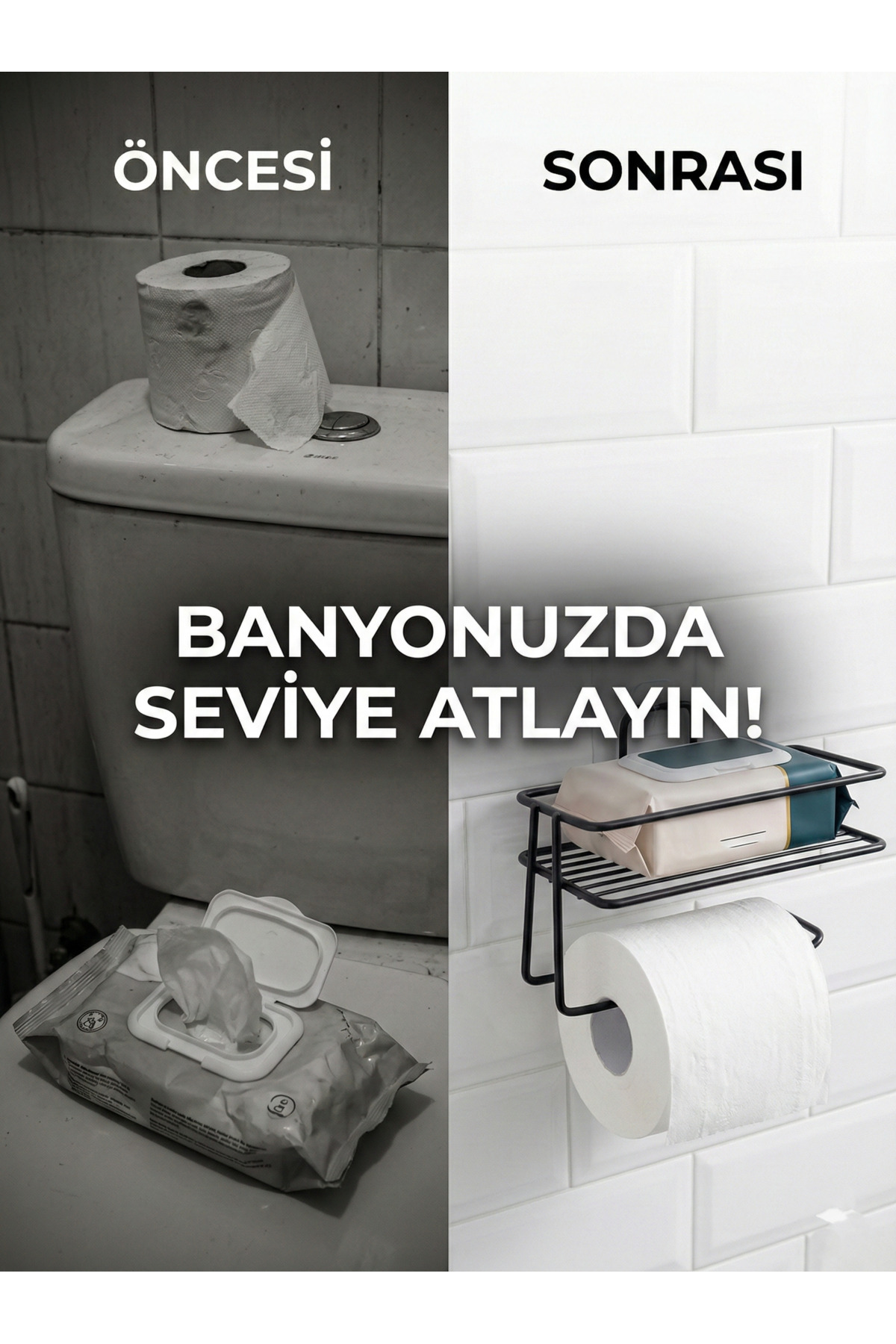 Yedekli Tuvalet Kağıdı Askısı - Paslanmaz Metal Banyo Düzenleyici