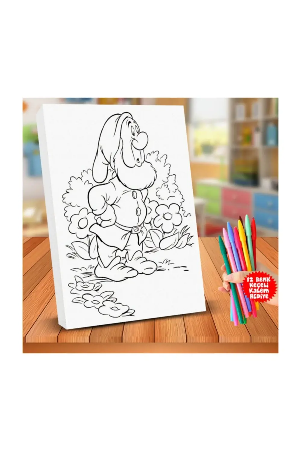 Yedi Cüceler Meraklı Karakteri 25x35cm Çocuk Boyama Tablosu-335