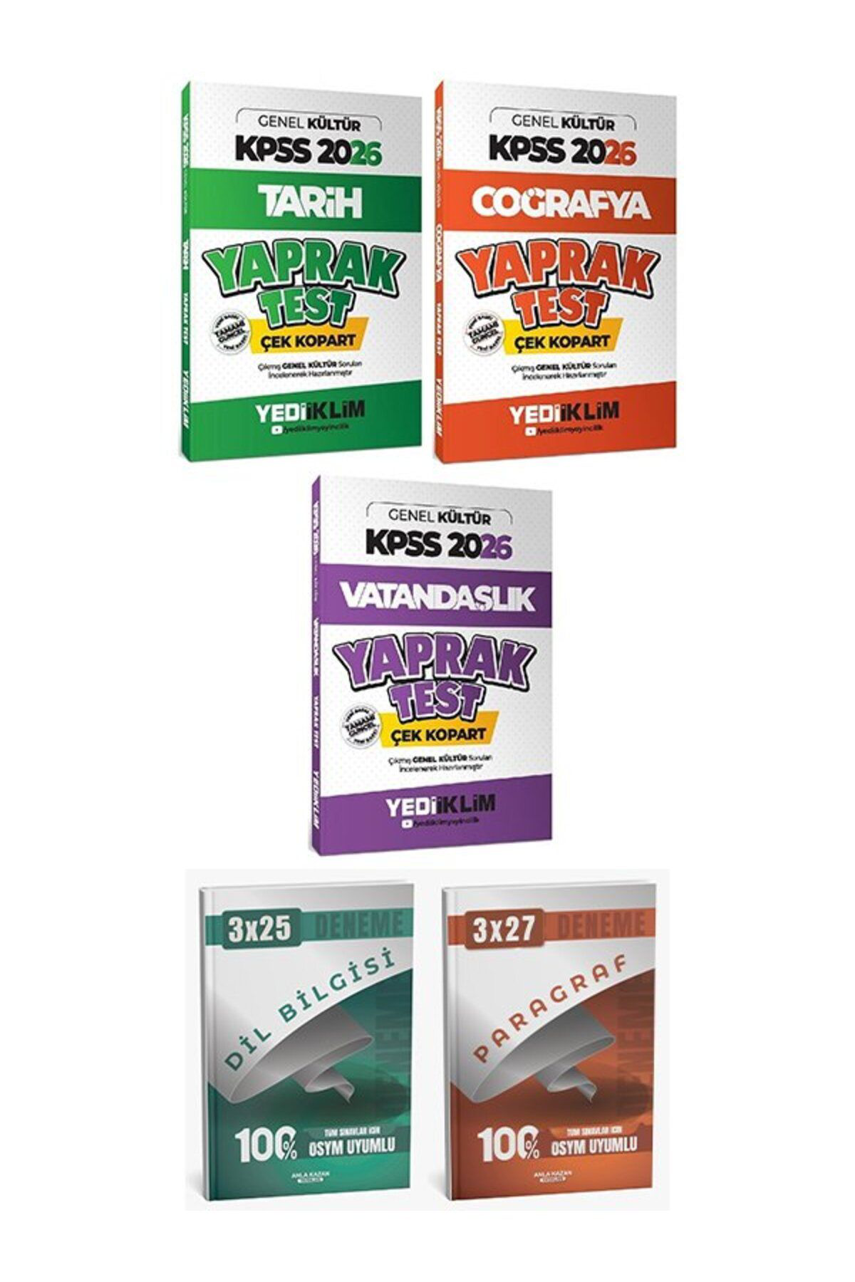 Anla Kazan Yayinlar Yediiklim 2026 Kpss Tarih + Coğrafya + Vatandaşlik Yaprak Test 3