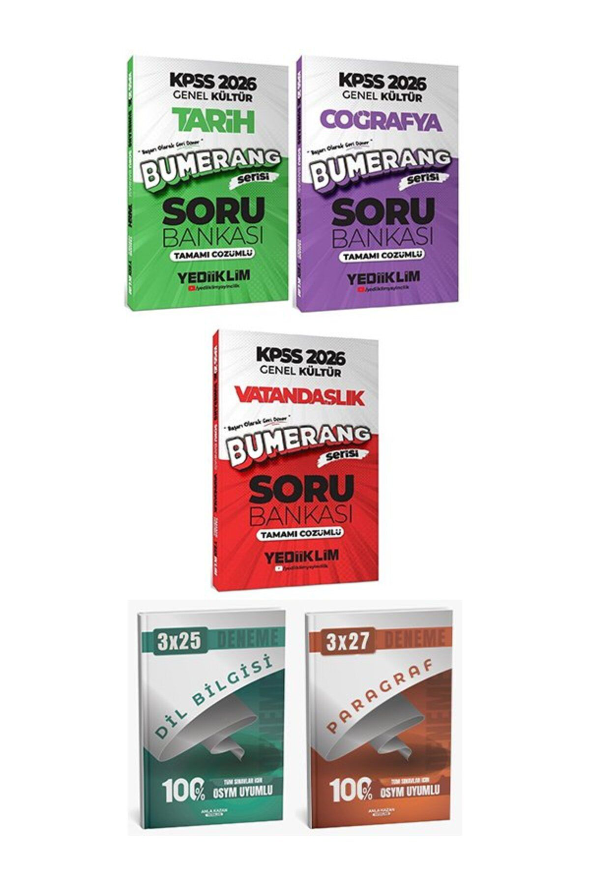 Anla Kazan Yayınlar Yediiklim 2026 Kpss Tarih + Coğrafya + Vatandaşlık Bumerang Soru