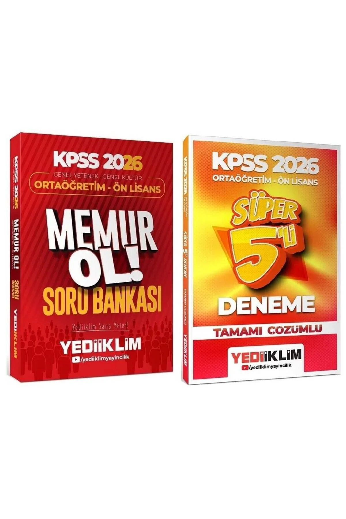 Yediiklim 2026 Baskı KPSS Lise Ön Lisans MEMUR OL Soru + 5 Deneme
