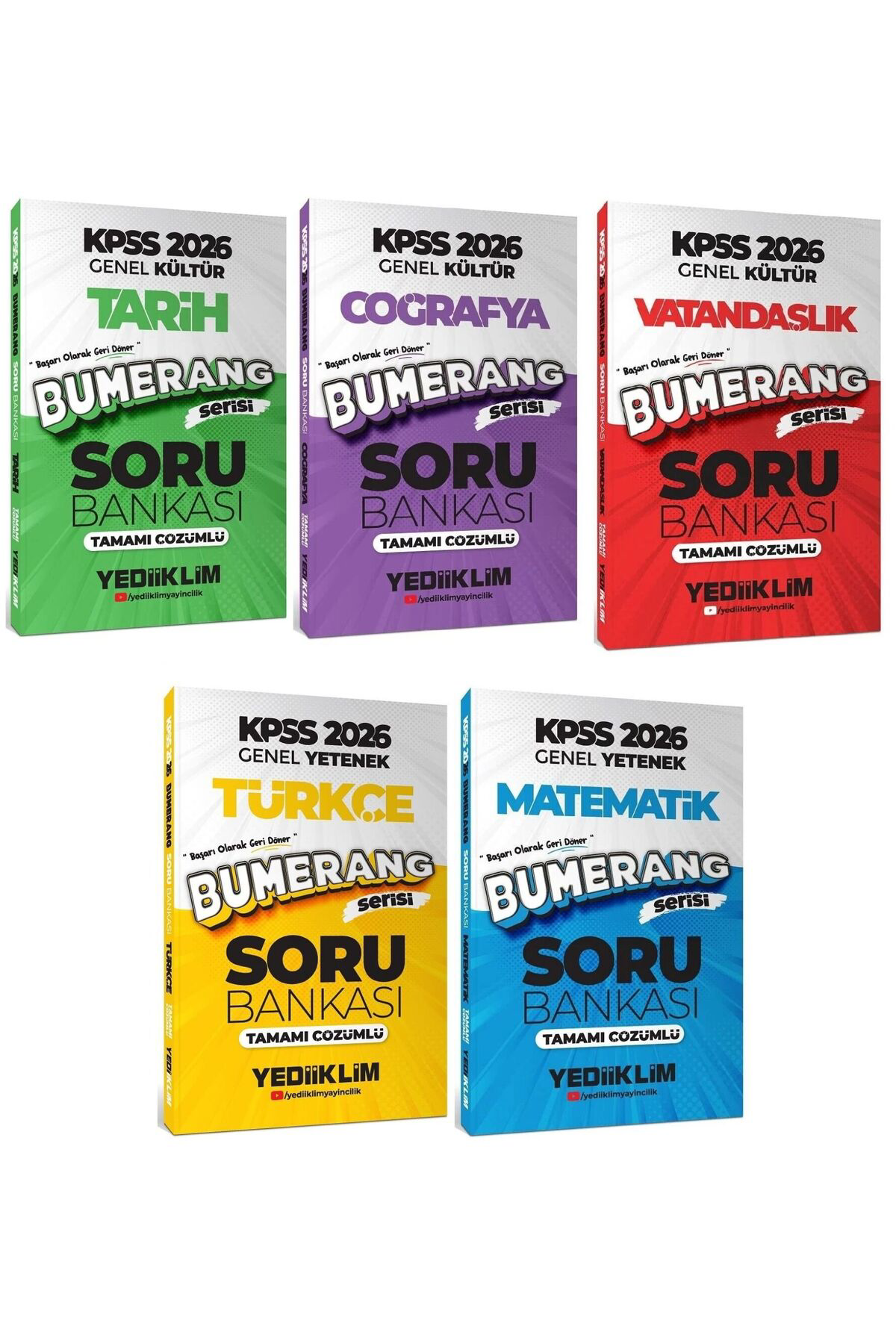 Yediiklim 2026 Baskı KPSS GY GK Bumerang Soru Bankası 5 li Set