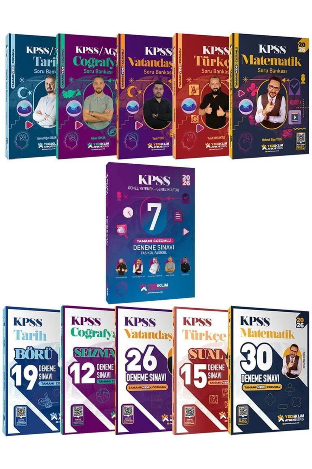 Yediiklim 2026 KPSS Genel Yetenek Genel Kültür Atölye Soru Bankası + 102+7 Deneme 11 li Set Yediikli