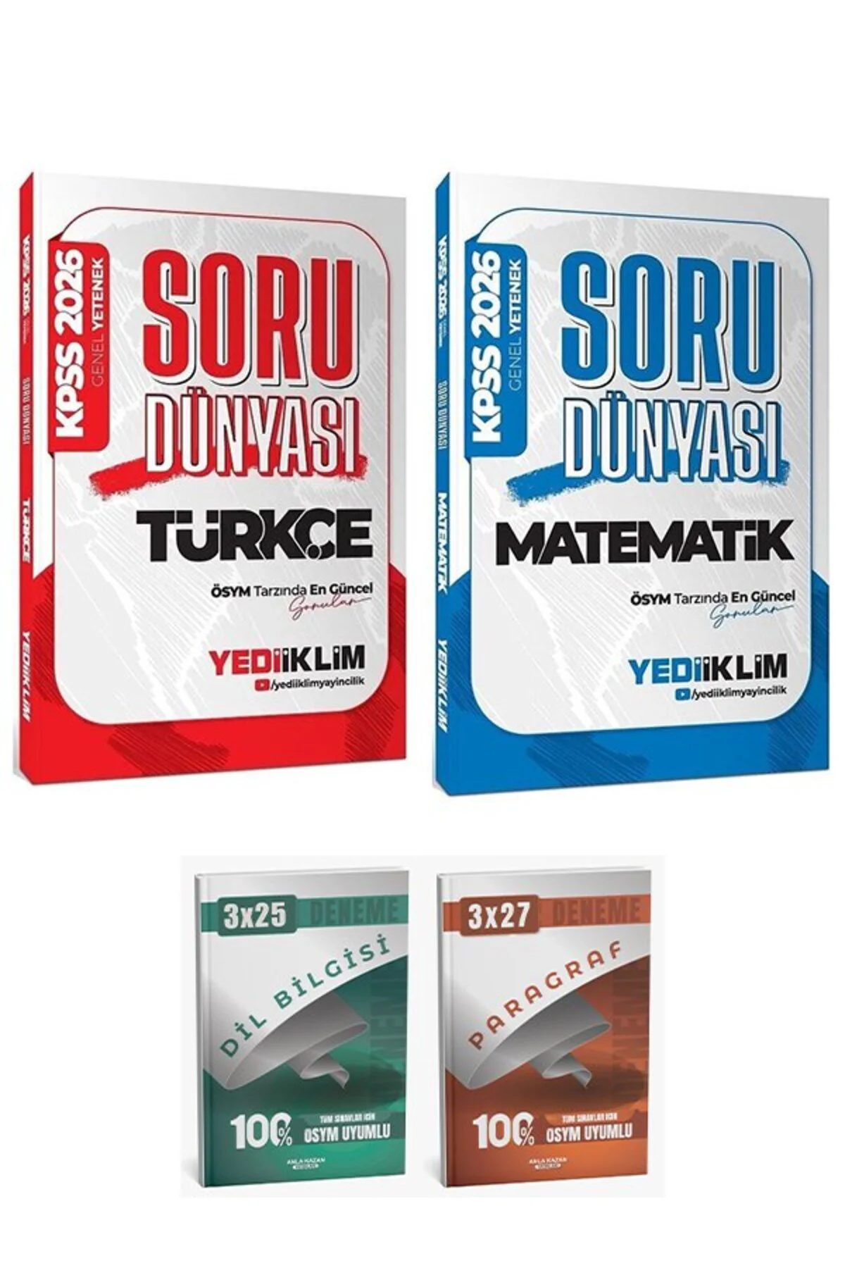 Yediiklim 2026 KPSS Türkçe + Matematik Soru Dünyası Soru Bankası 2 li Set Anla Kazan Deneme