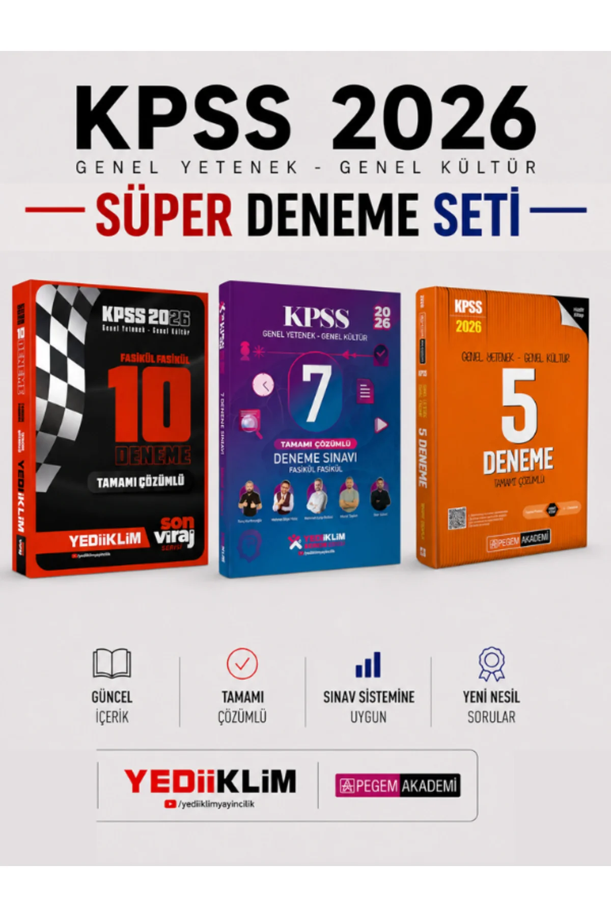 Yediiklim 2026 KPSS Genel Yetenek Genel Kültür 17 Deneme & Pegem KPSS 5 Deneme Seti