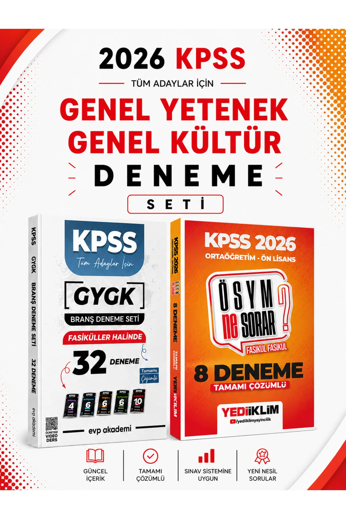 Yediiklim 2026 KPSS GKGY Ortaöğretim Ön Lisans 8 Deneme & KPSS Tüm Dersler 32 Deneme Set