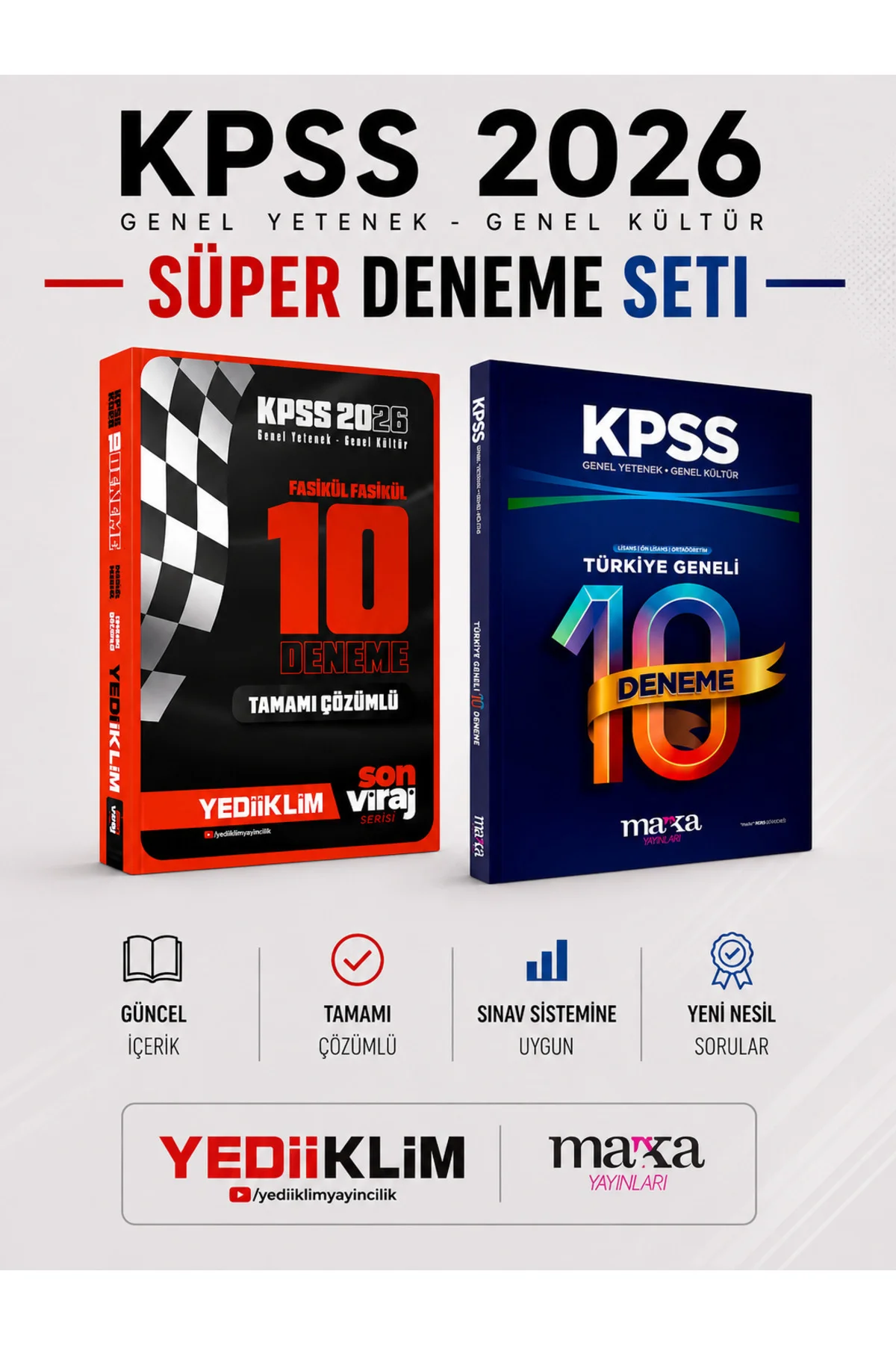Yediiklim 2026 KPSS GK GY 10 Deneme & Marka KPSS Türkiye Geneli 10 Deneme Seti