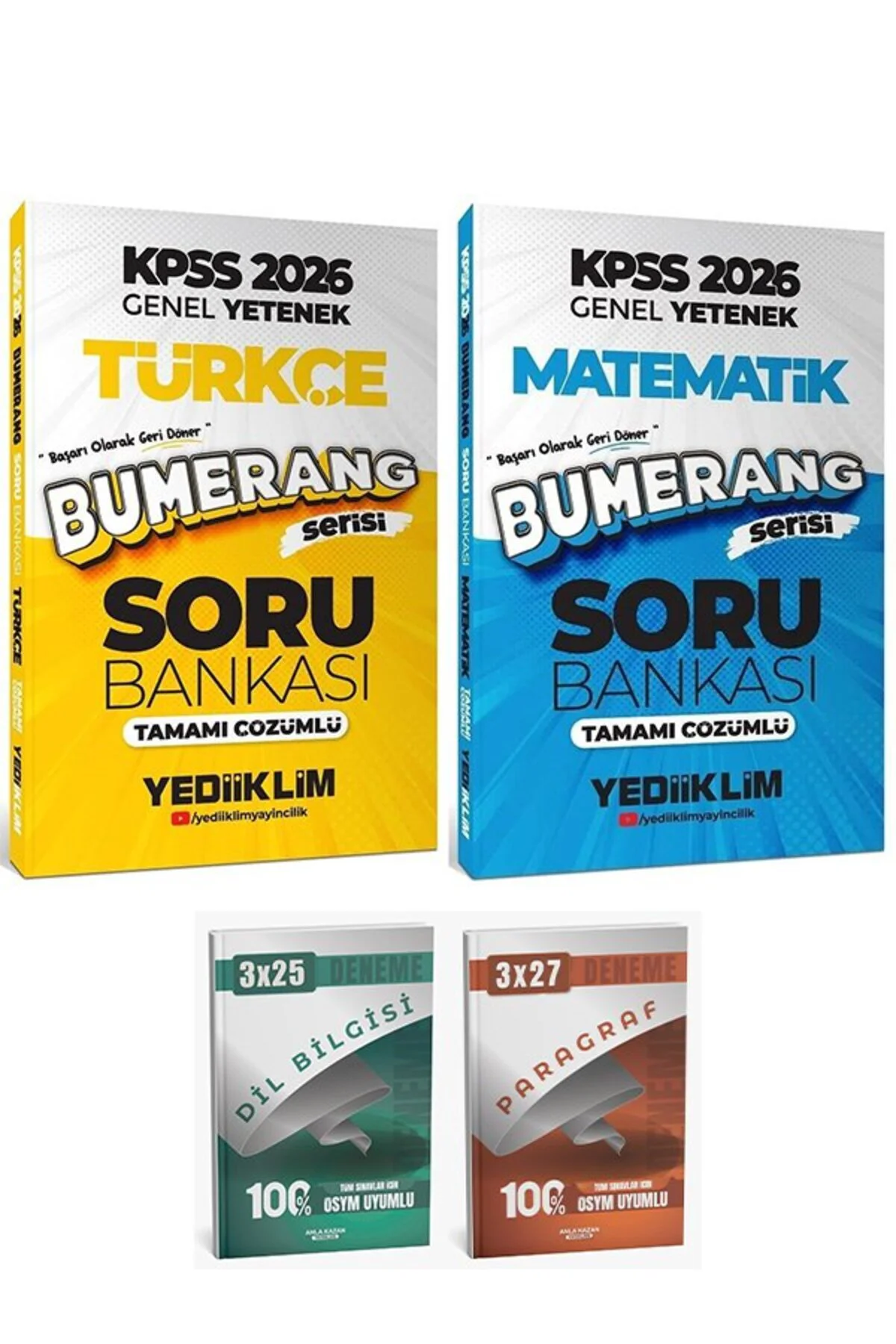 Yediiklim 2026 KPSS Türkçe + Matematik Bumerang Soru Bankası 2 li