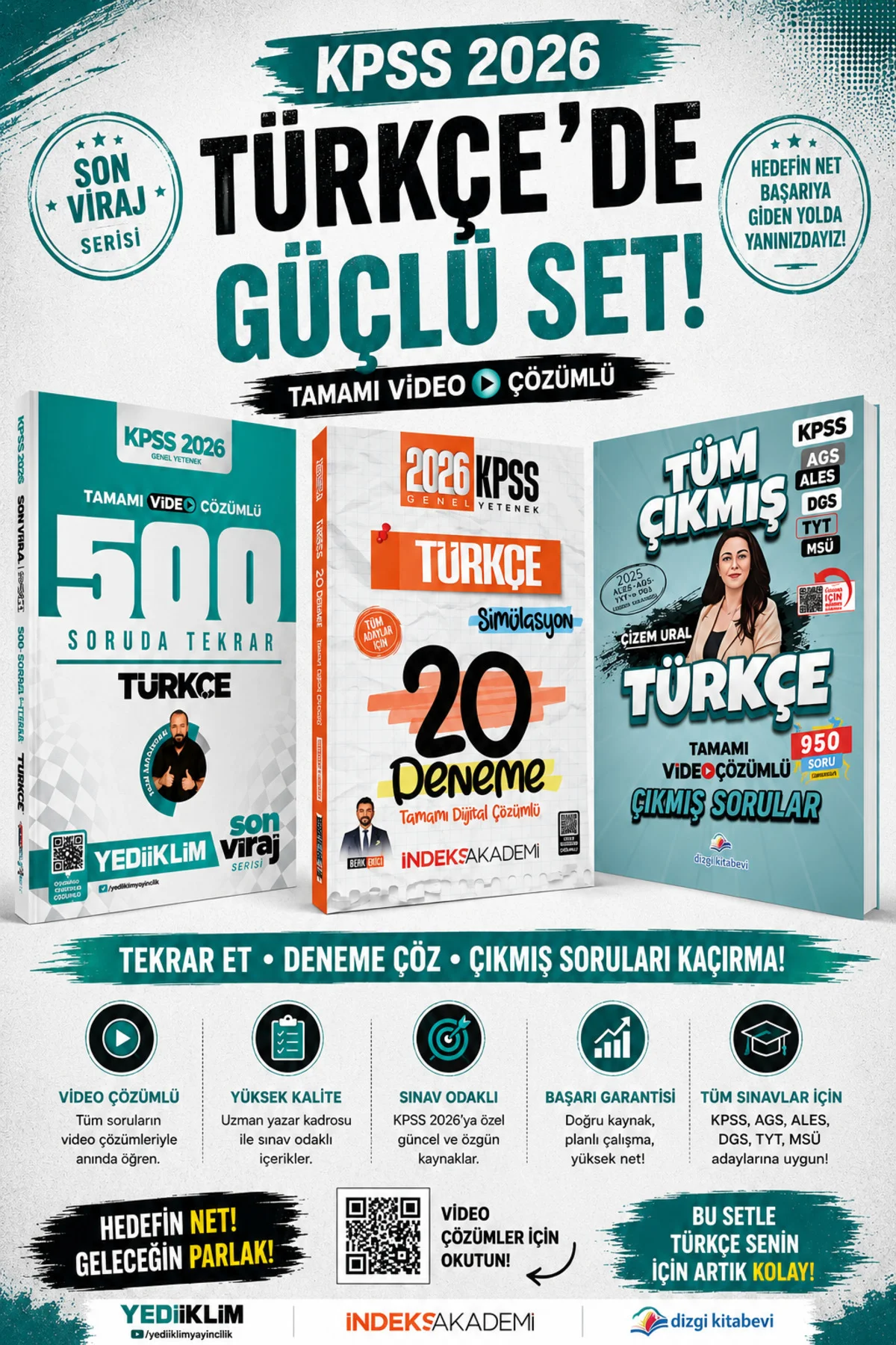 Yediiklim 2026 Kpss Türkçe 500 Soruda Genel Tekrar Kampı & İndeks KPSS Türkçe 20 Deneme & Dizgi Kita