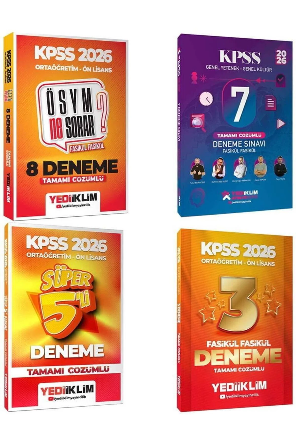 Yediiklim 2026 KPSS Lise Ortaöğretim Ön Lisans 23 Deneme 4 lü Set Yediiklim 2026 KPSS Lise Ortaöğretim Ön Lisans 23 Deneme 4 lü Set