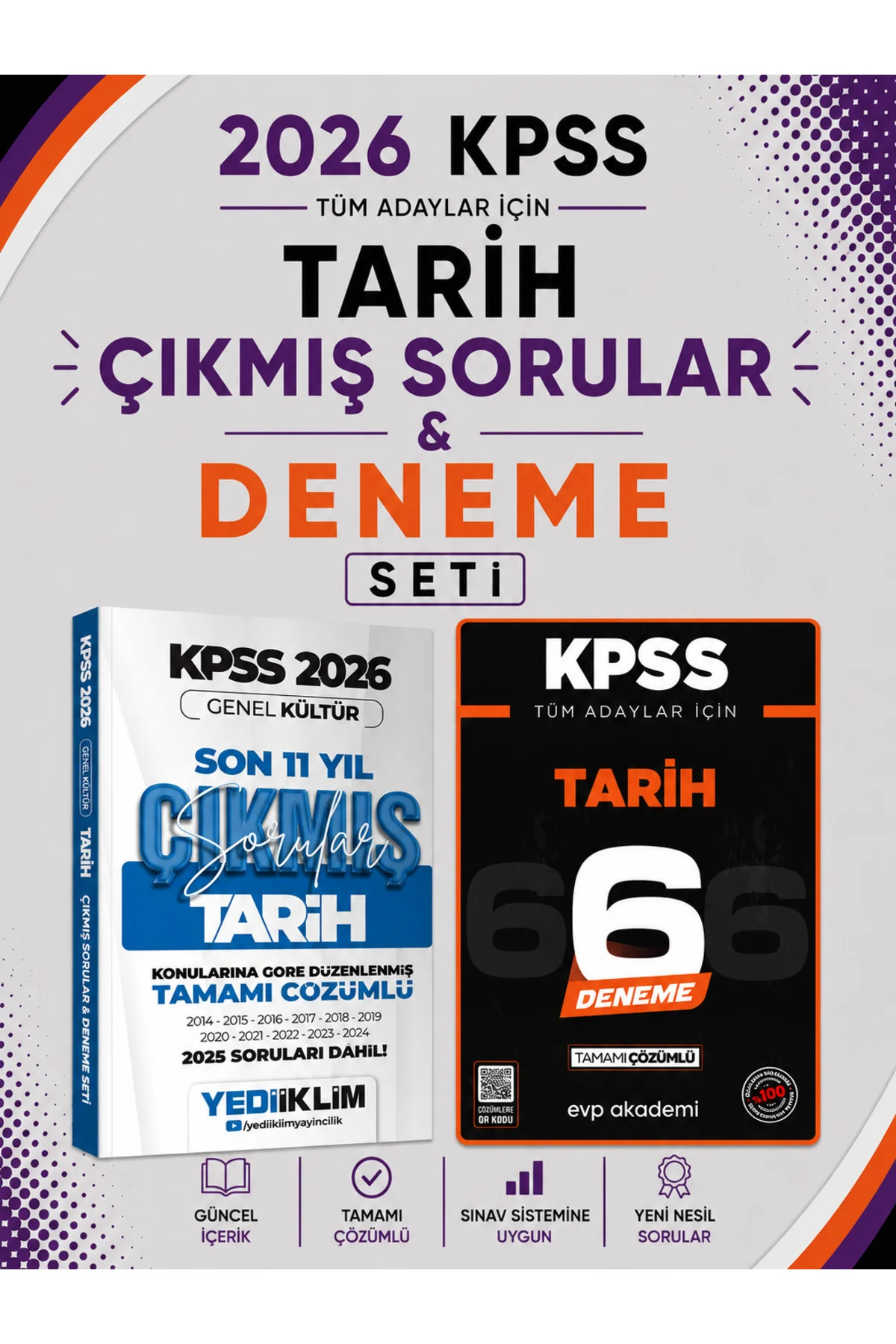 Yediiklim 2026 KPSS Tarih Tüm Sınavlar Çıkmış Sorular & KPSS Tarih 6 Deneme Seti