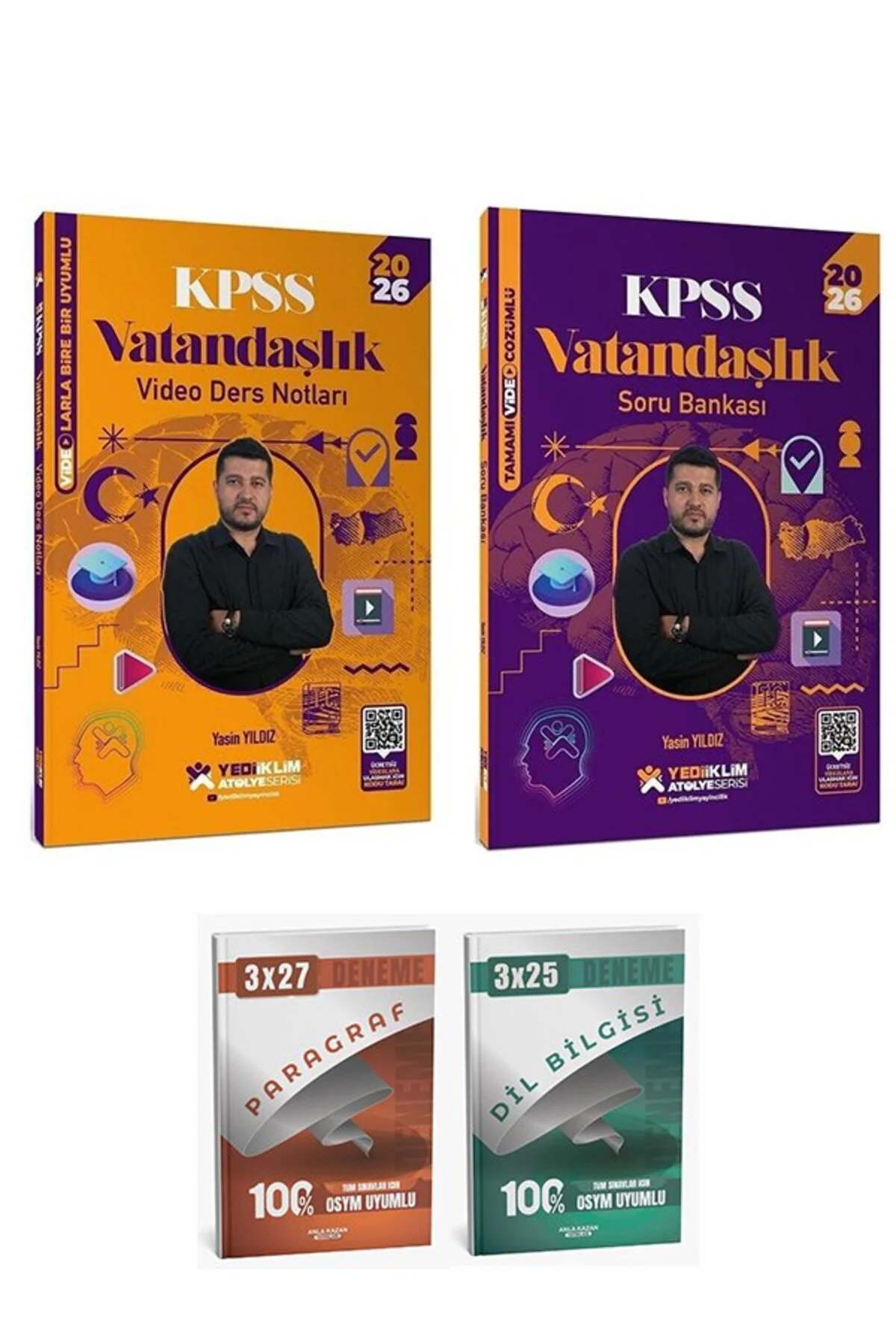 Yediiklim 2026 KPSS Vatandaşlık Atölye Video Ders Notları + Soru Bankası 2 li Set - Yasin Yıldız Yed