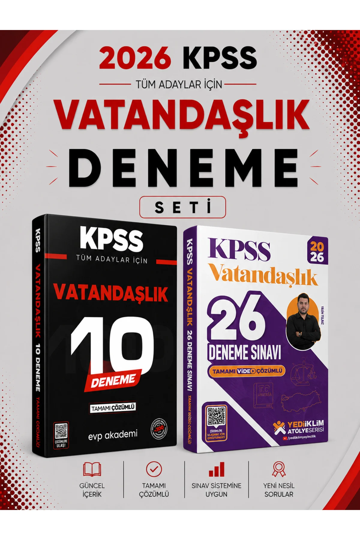 Yediiklim 2026 KPSS Vatandaşlık 26 Deneme & KPSS Vatandaşlık 10 Deneme Seti